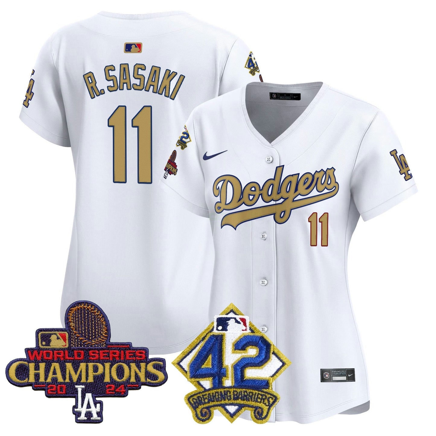 Camisa MLB Women’s 2024 World Series Champions & Jackie Robinson Patch Vapor Premier Limited Jersey