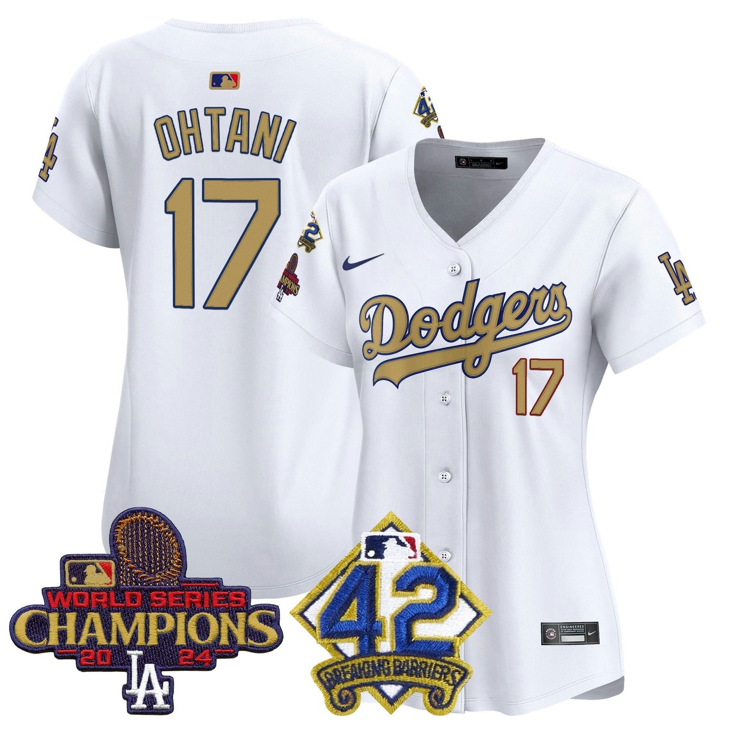 Camisa MLB Women’s 2024 World Series Champions & Jackie Robinson Patch Vapor Premier Limited Jersey