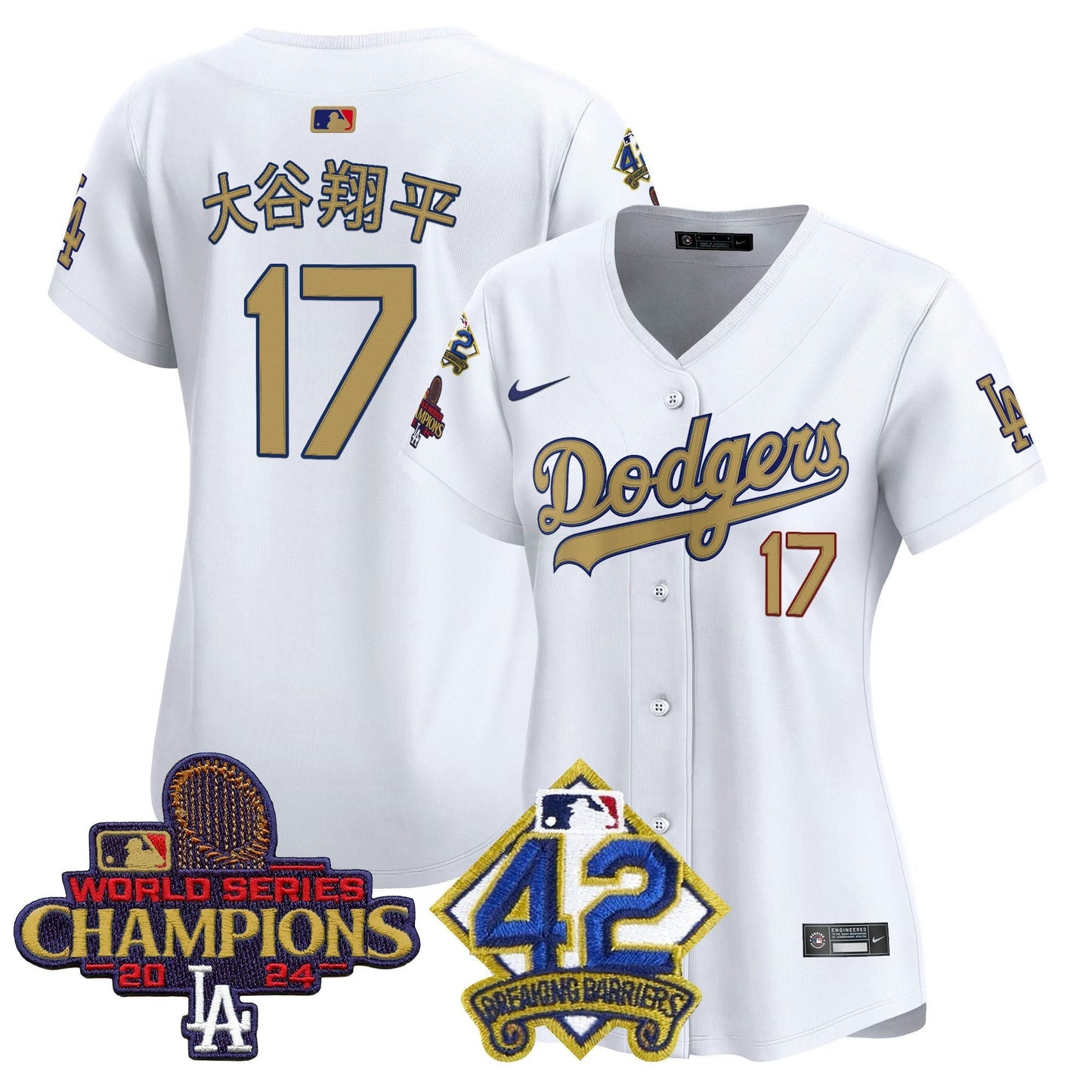 Camisa MLB Women’s 2024 World Series Champions & Jackie Robinson Patch Vapor Premier Limited Jersey
