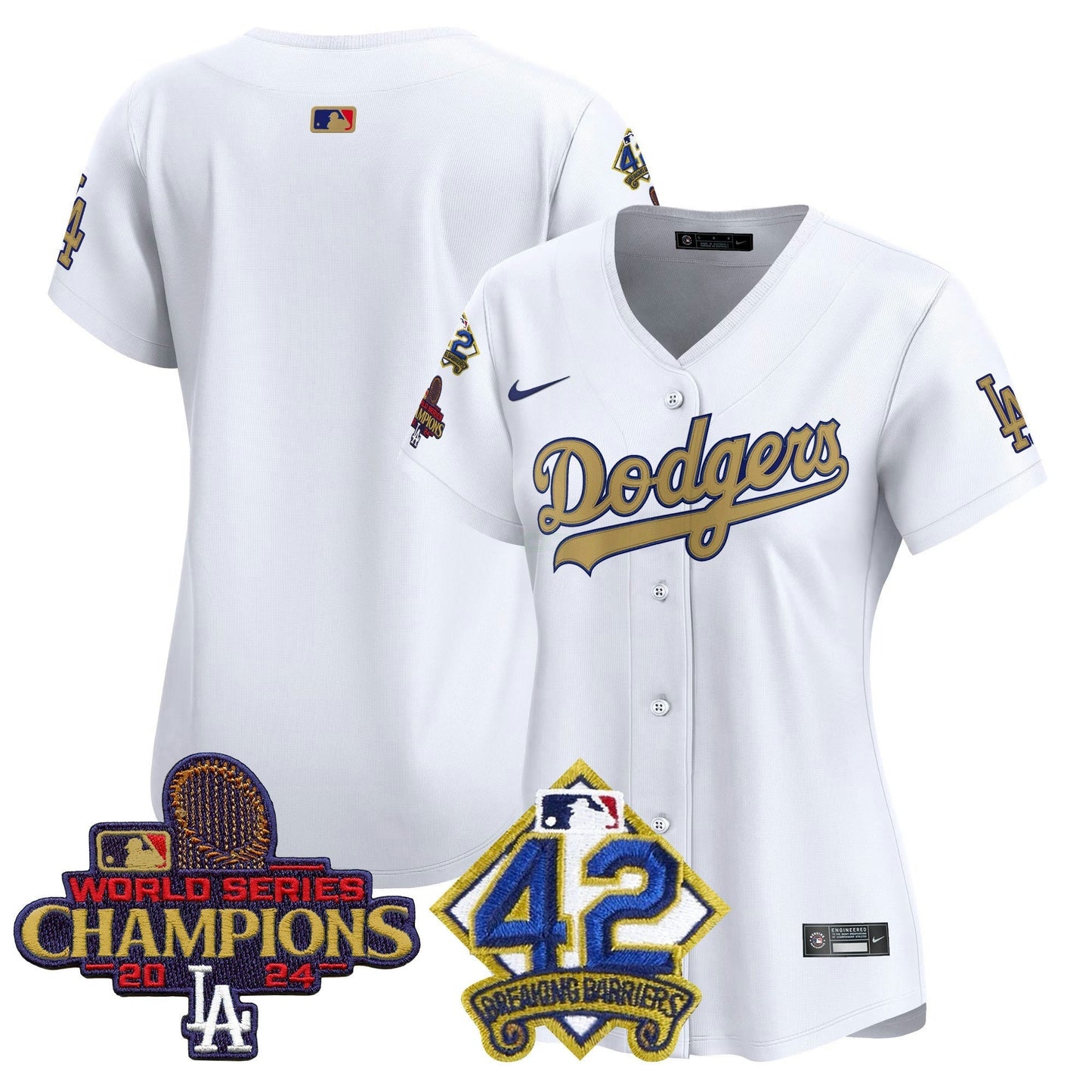 Camisa MLB Women’s 2024 World Series Champions & Jackie Robinson Patch Vapor Premier Limited Jersey