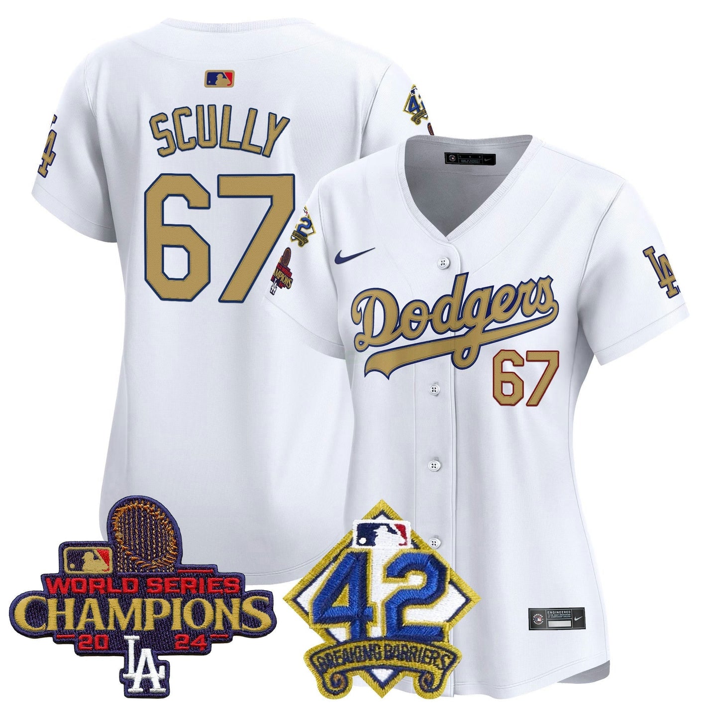 Camisa MLB Women’s 2024 World Series Champions & Jackie Robinson Patch Vapor Premier Limited Jersey