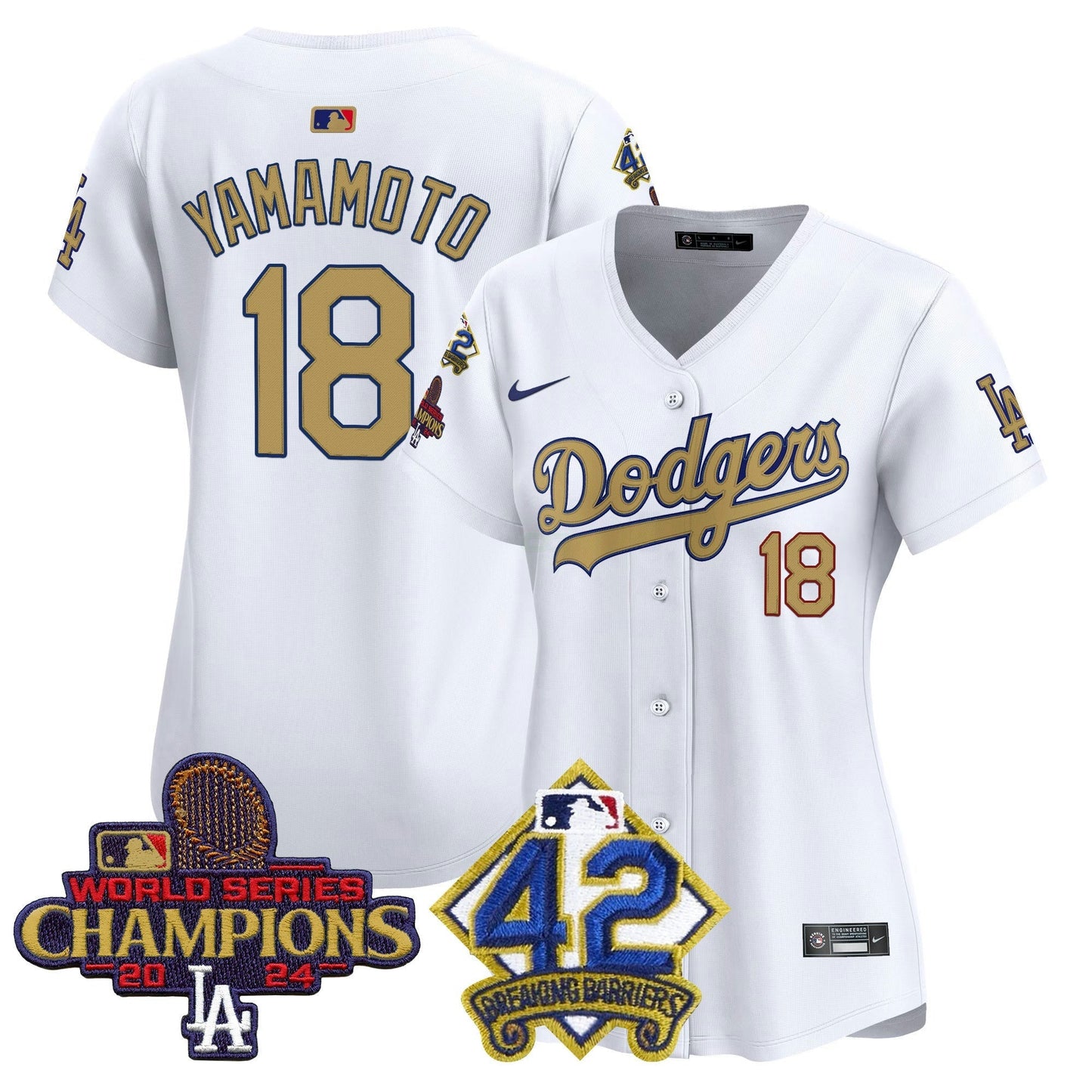 Camisa MLB Women’s 2024 World Series Champions & Jackie Robinson Patch Vapor Premier Limited Jersey