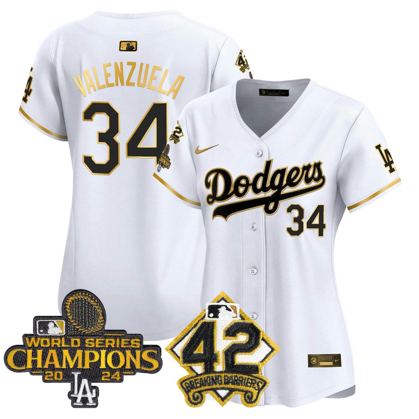 Camisa MLB Women’s 2024 World Series Champions & Jackie Robinson Patch Vapor Premier Limited Jersey