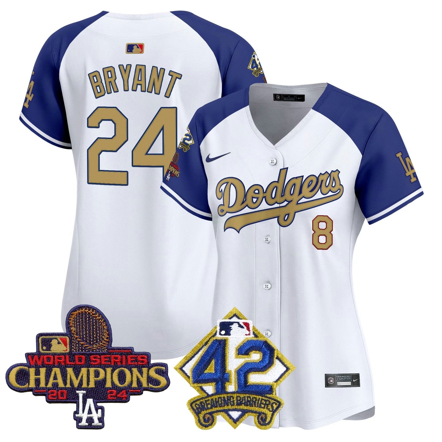 Camisa MLB Women’s 2024 World Series Champions & Jackie Robinson Patch Vapor Premier Limited Jersey