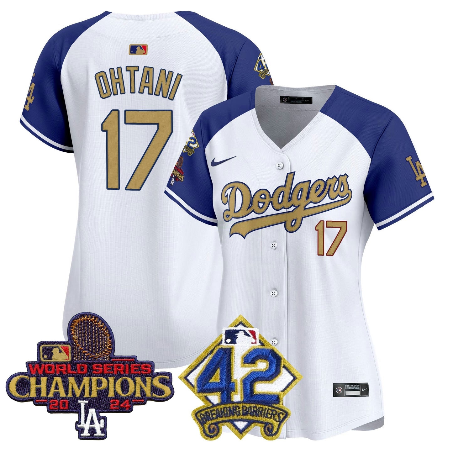 Camisa MLB Women’s 2024 World Series Champions & Jackie Robinson Patch Vapor Premier Limited Jersey