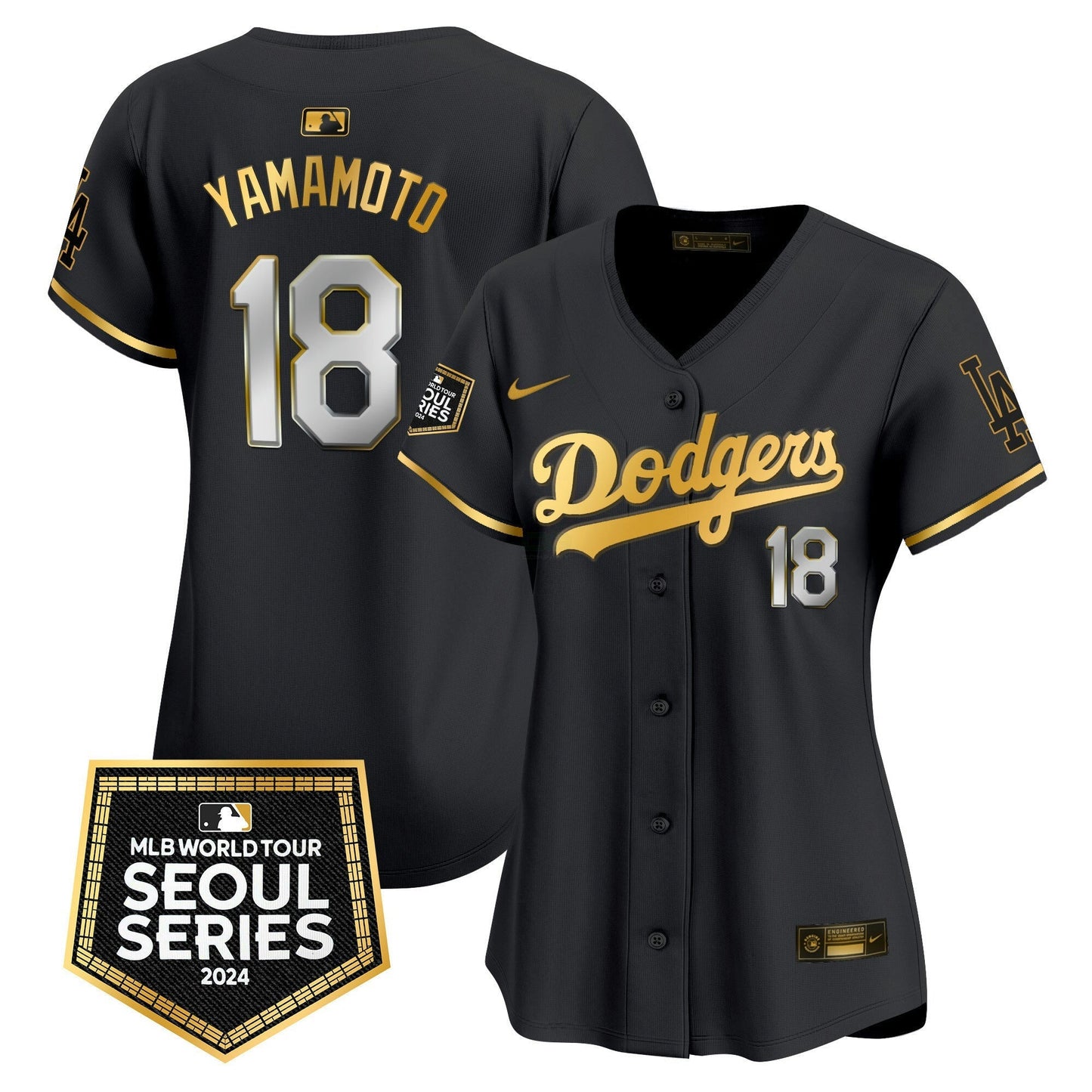 Camisa MLB Los Angeles Dodgers Women’s 2024 World Tour Seoul Series Patch Vapor Premier Limited Jersey