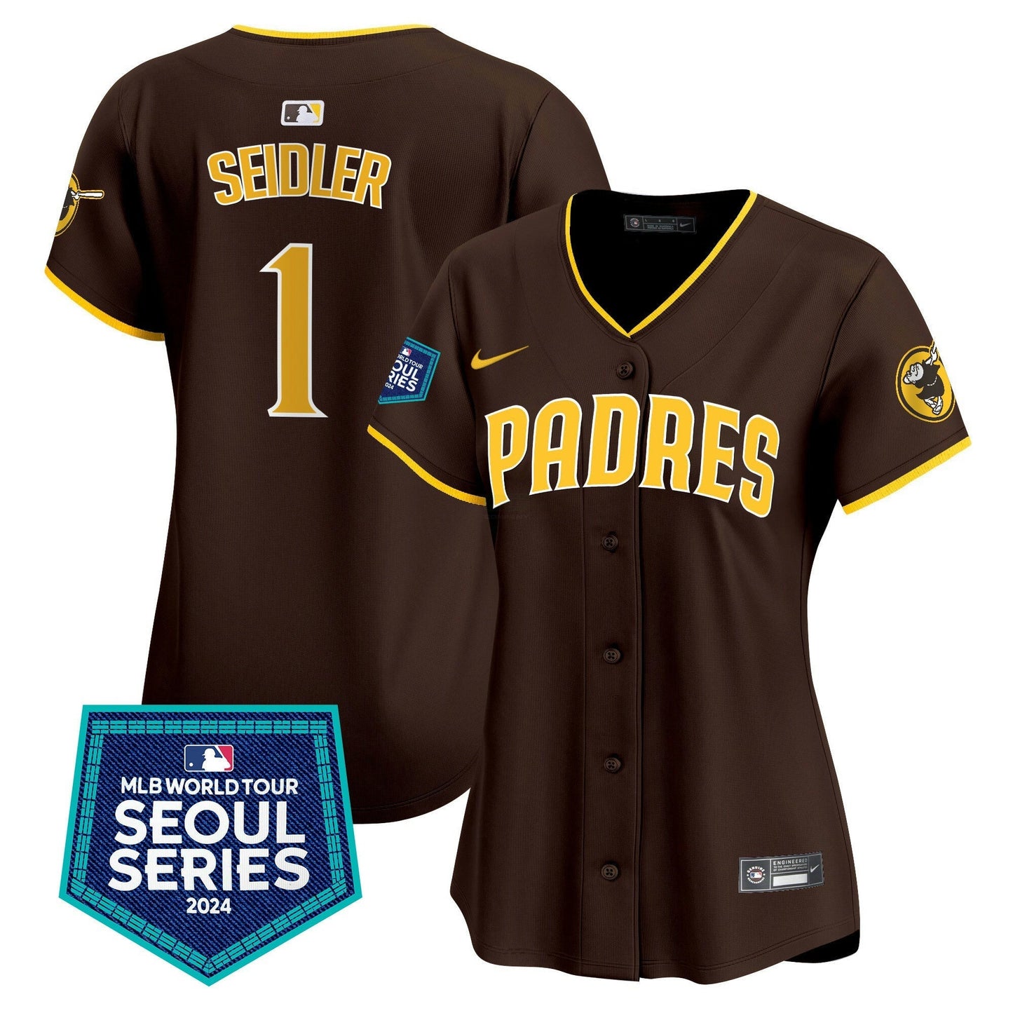 Camisa MLB San Diego Padres Women’s 2024 World Tour Seoul Series Patch Vapor Premier Limited Jersey