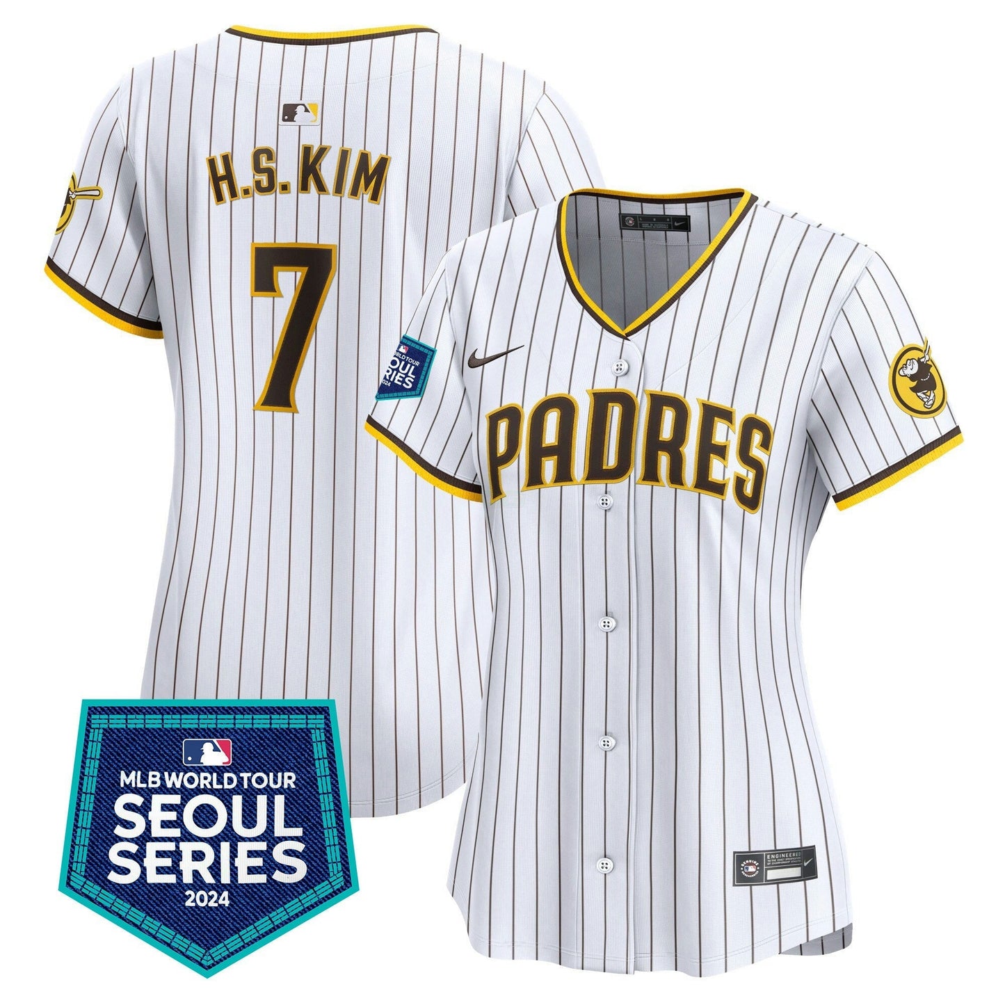 Camisa MLB San Diego Padres Women’s 2024 World Tour Seoul Series Patch Vapor Premier Limited Jersey