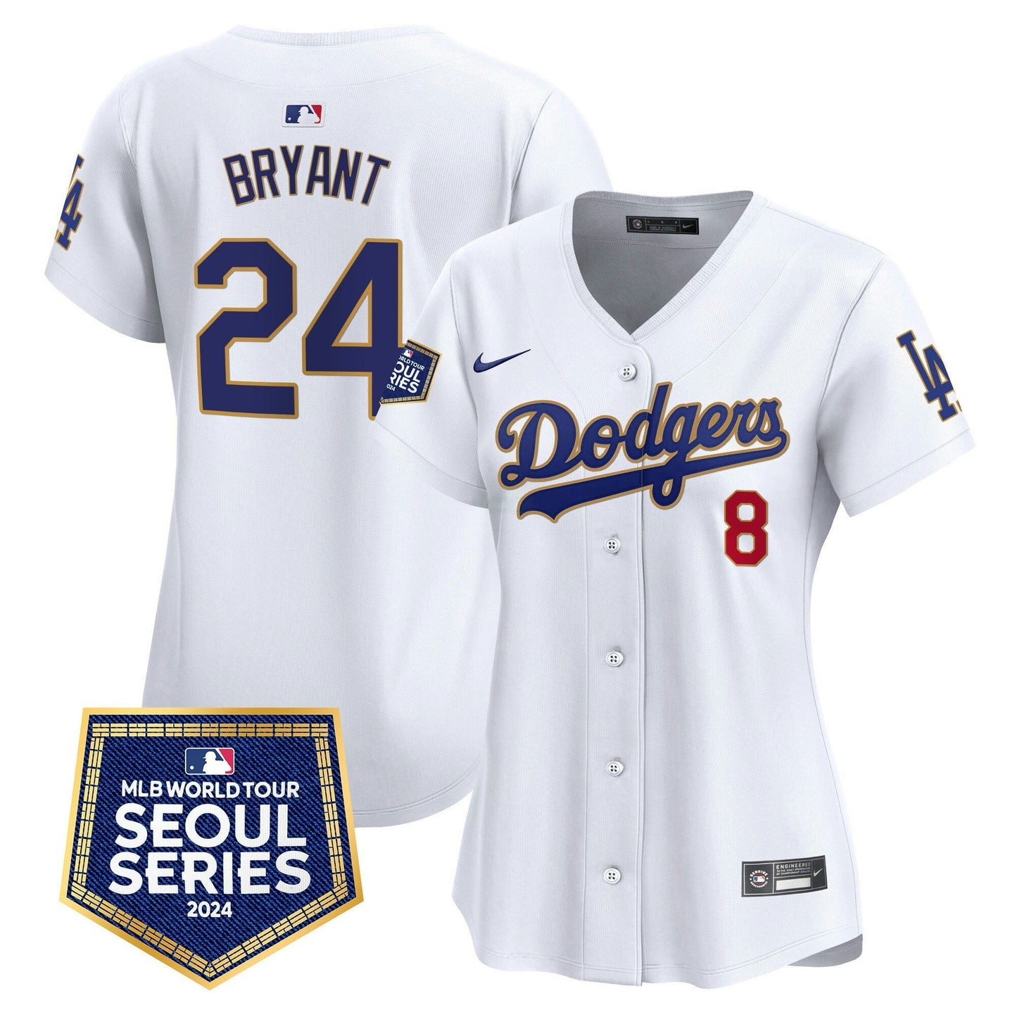 Camisa MLB Los Angeles Dodgers Women’s 2024 World Tour Seoul Series Patch Vapor Premier Limited Jersey