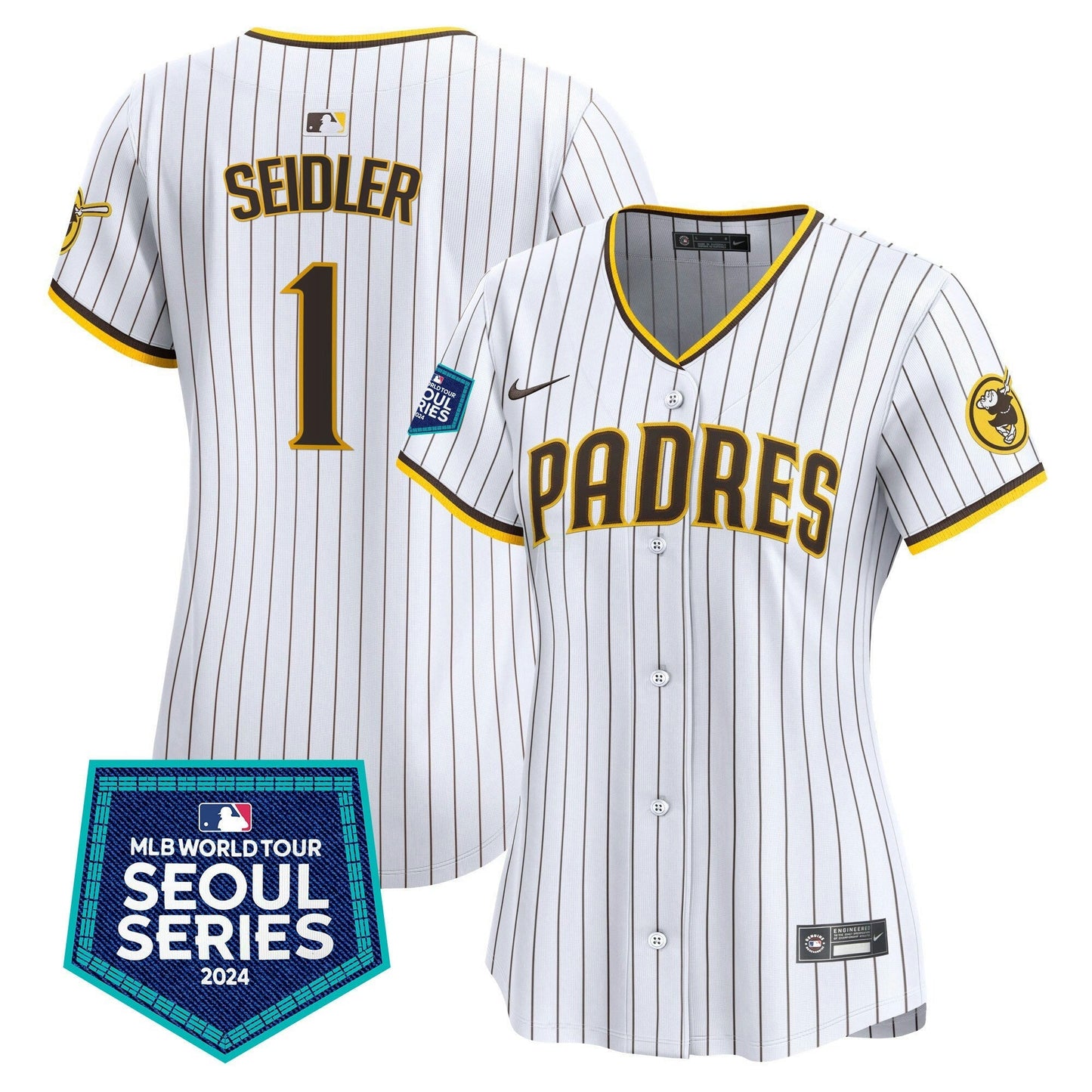 Camisa MLB San Diego Padres Women’s 2024 World Tour Seoul Series Patch Vapor Premier Limited Jersey