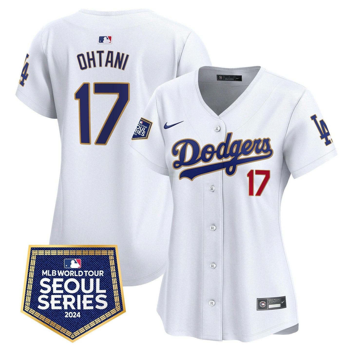 Camisa MLB Los Angeles Dodgers Women’s 2024 World Tour Seoul Series Patch Vapor Premier Limited Jersey