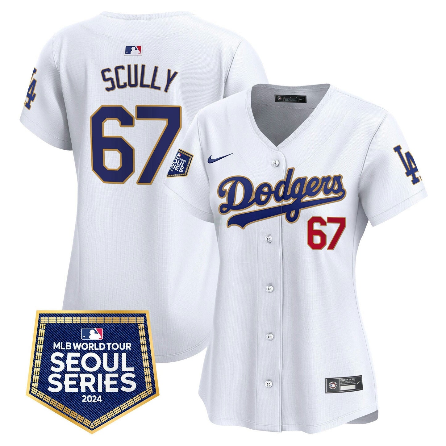 Camisa MLB Los Angeles Dodgers Women’s 2024 World Tour Seoul Series Patch Vapor Premier Limited Jersey