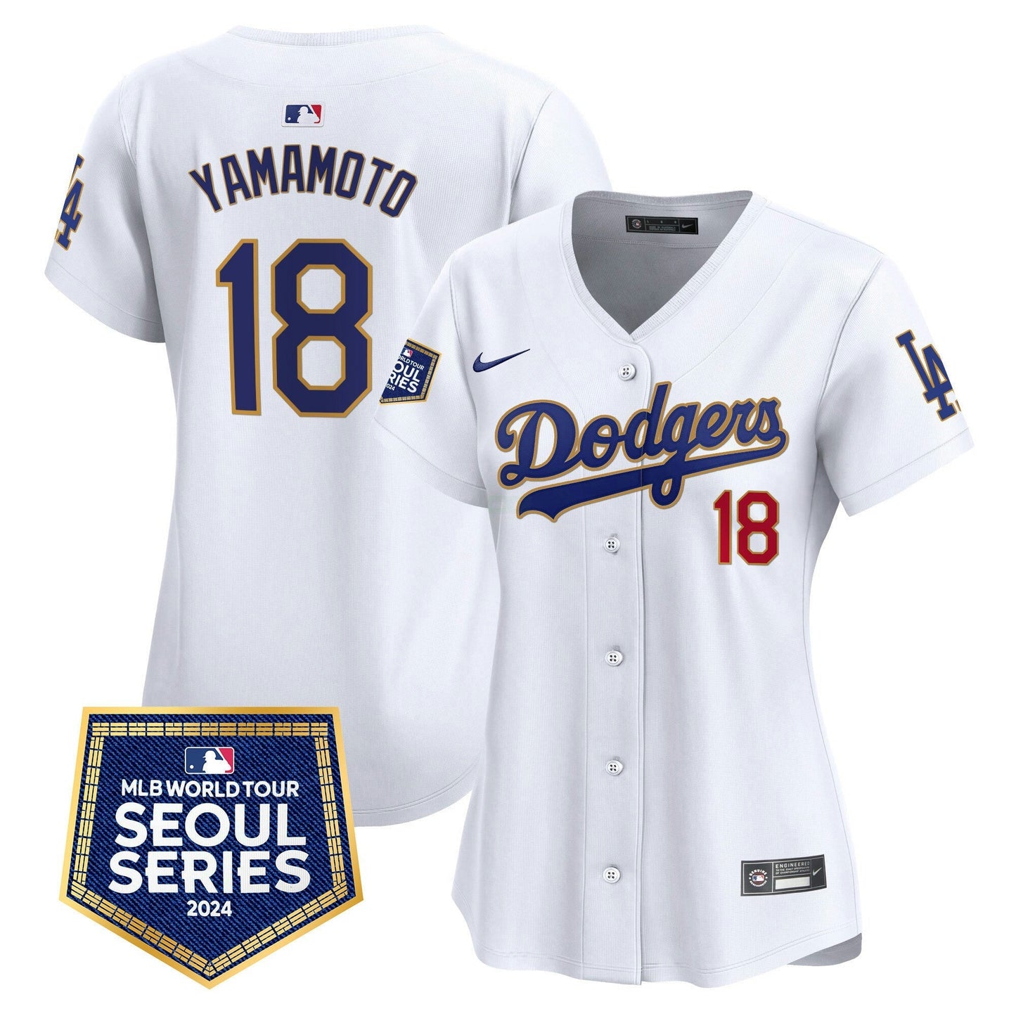 Camisa MLB Los Angeles Dodgers Women’s 2024 World Tour Seoul Series Patch Vapor Premier Limited Jersey