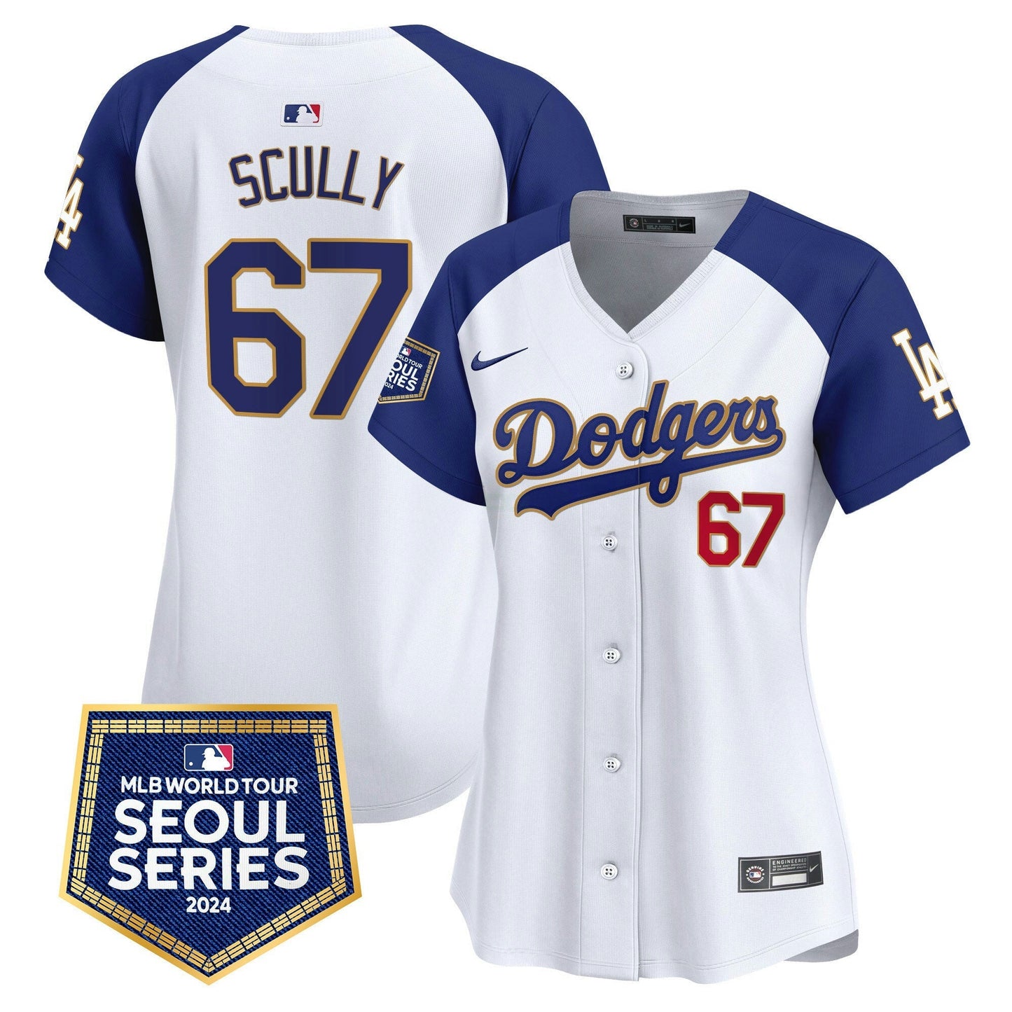 Camisa MLB Los Angeles Dodgers Women’s 2024 World Tour Seoul Series Patch Vapor Premier Limited Jersey