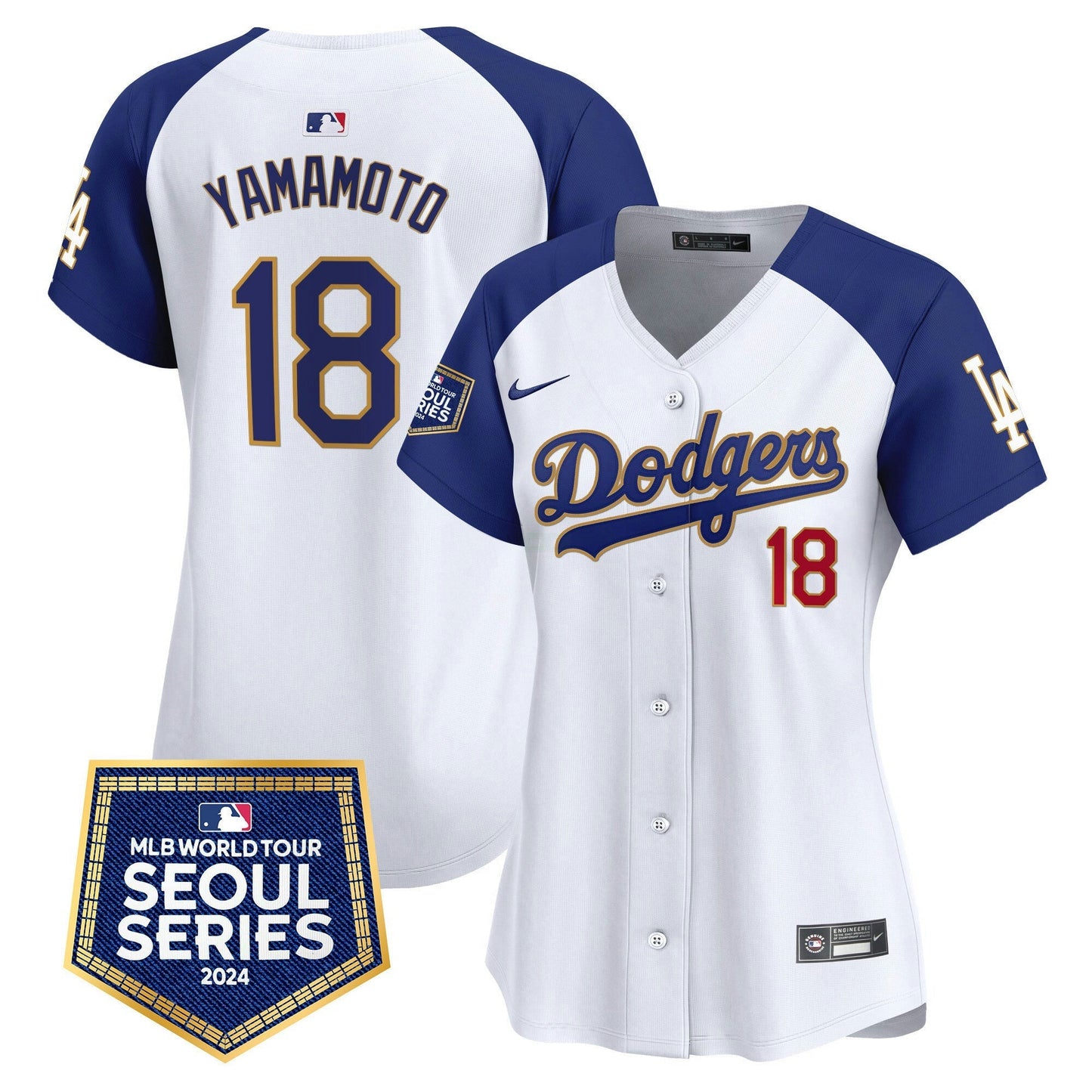 Camisa MLB Los Angeles Dodgers Women’s 2024 World Tour Seoul Series Patch Vapor Premier Limited Jersey