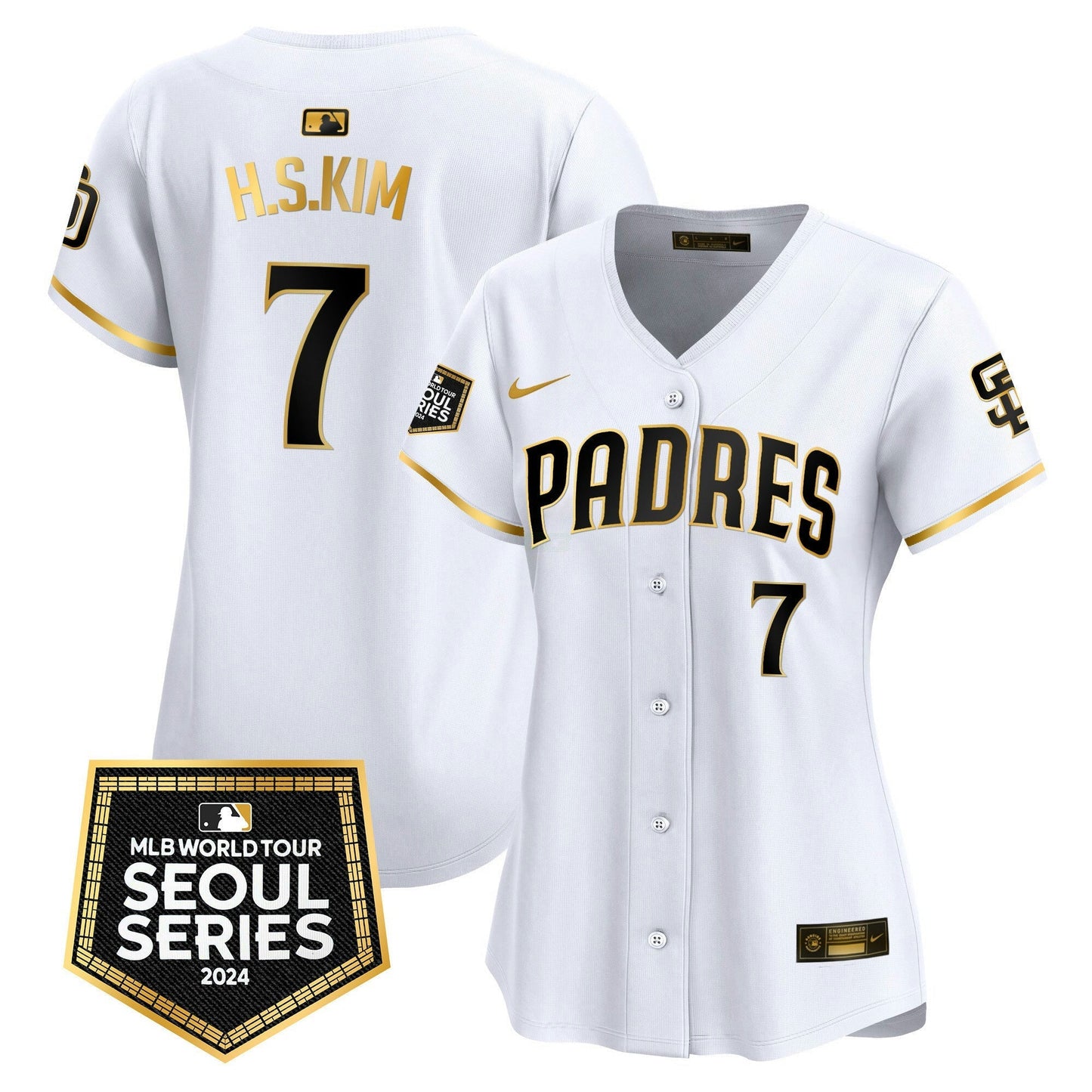 Camisa MLB San Diego Padres Women’s 2024 World Tour Seoul Series Patch Vapor Premier Limited Jersey