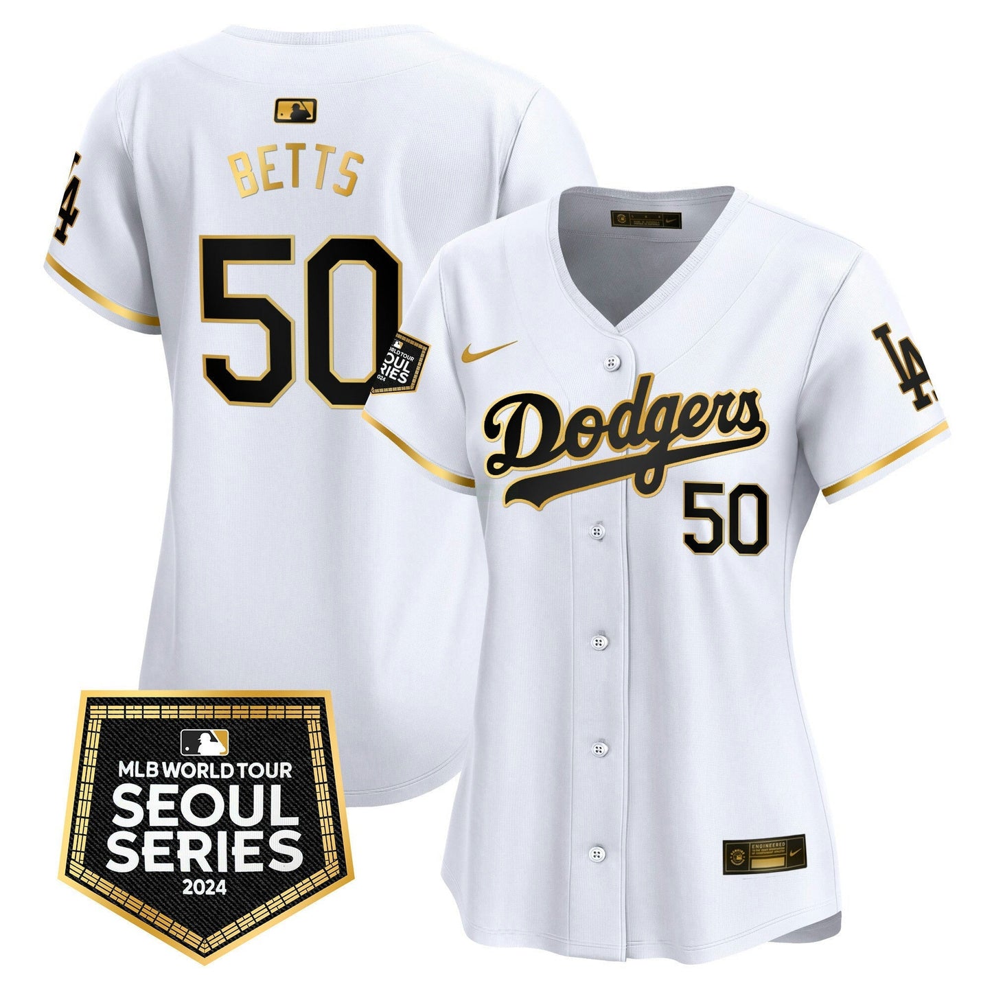 Camisa MLB Los Angeles Dodgers Women’s 2024 World Tour Seoul Series Patch Vapor Premier Limited Jersey