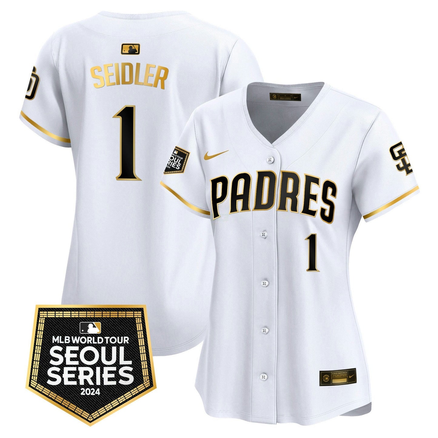 Camisa MLB San Diego Padres Women’s 2024 World Tour Seoul Series Patch Vapor Premier Limited Jersey