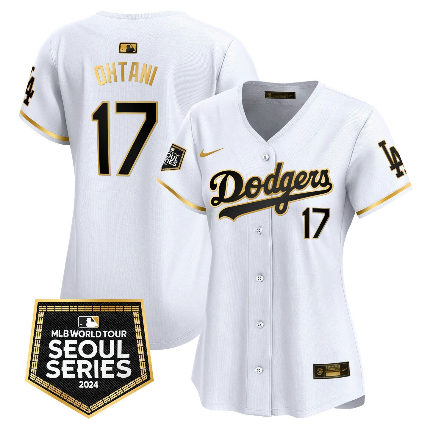 Camisa MLB Los Angeles Dodgers Women’s 2024 World Tour Seoul Series Patch Vapor Premier Limited Jersey