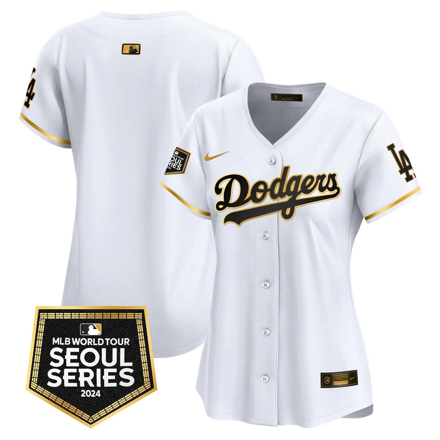 Camisa MLB Los Angeles Dodgers Women’s 2024 World Tour Seoul Series Patch Vapor Premier Limited Jersey