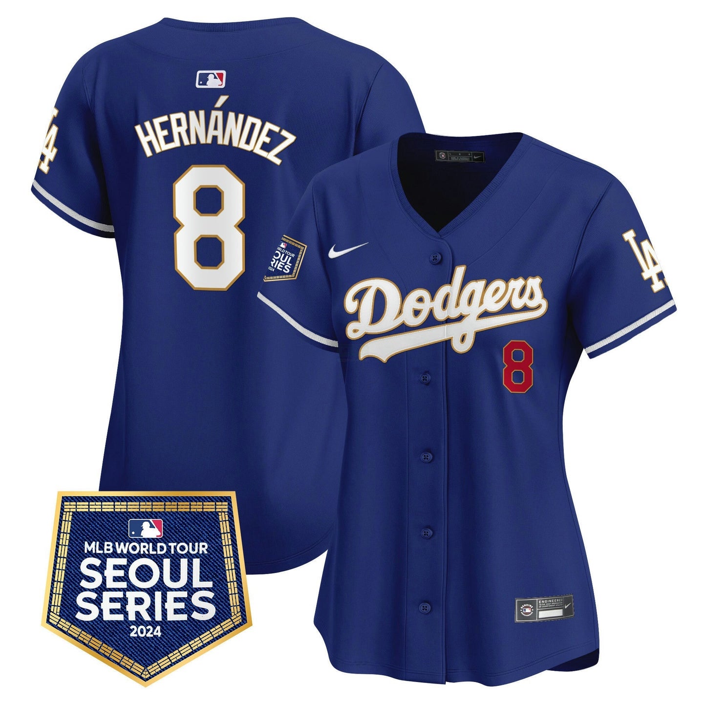 Camisa MLB Los Angeles Dodgers Women’s 2024 World Tour Seoul Series Patch Vapor Premier Limited Jersey