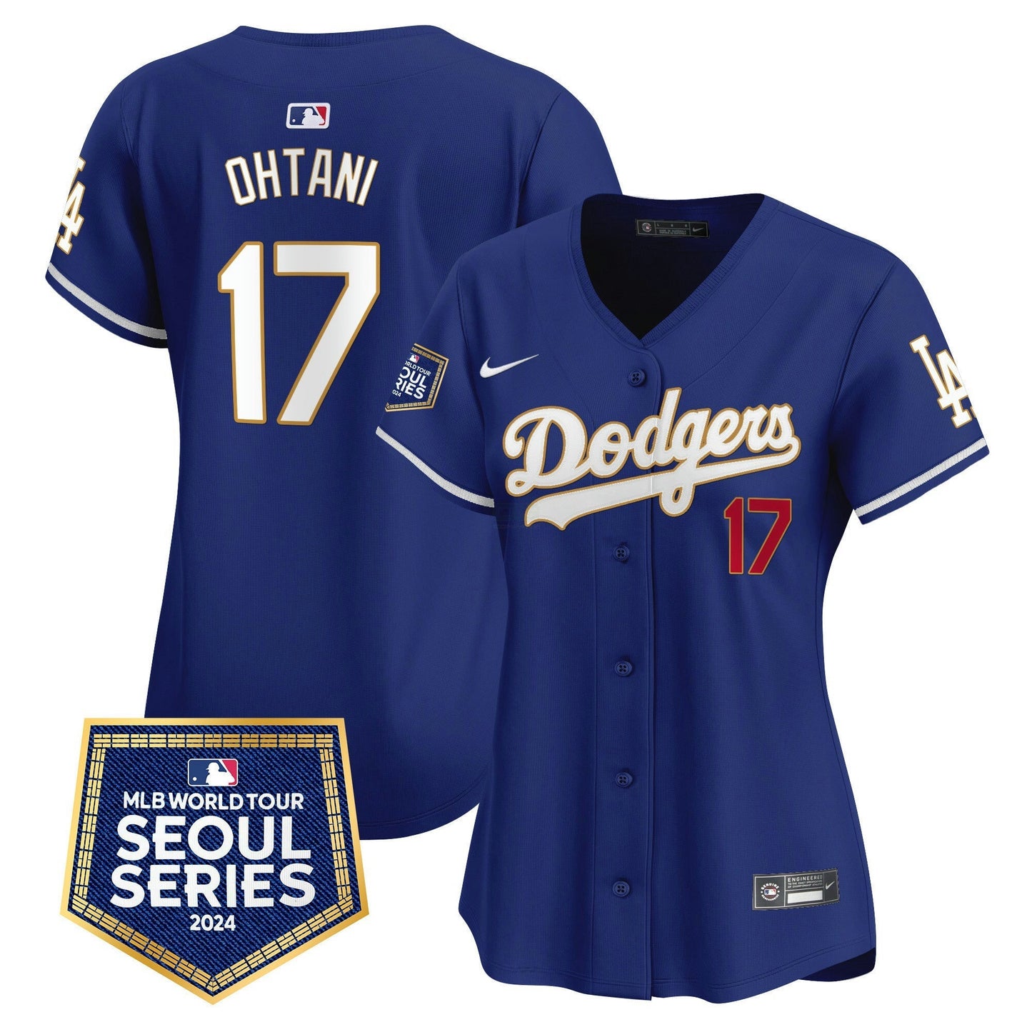 Camisa MLB Los Angeles Dodgers Women’s 2024 World Tour Seoul Series Patch Vapor Premier Limited Jersey