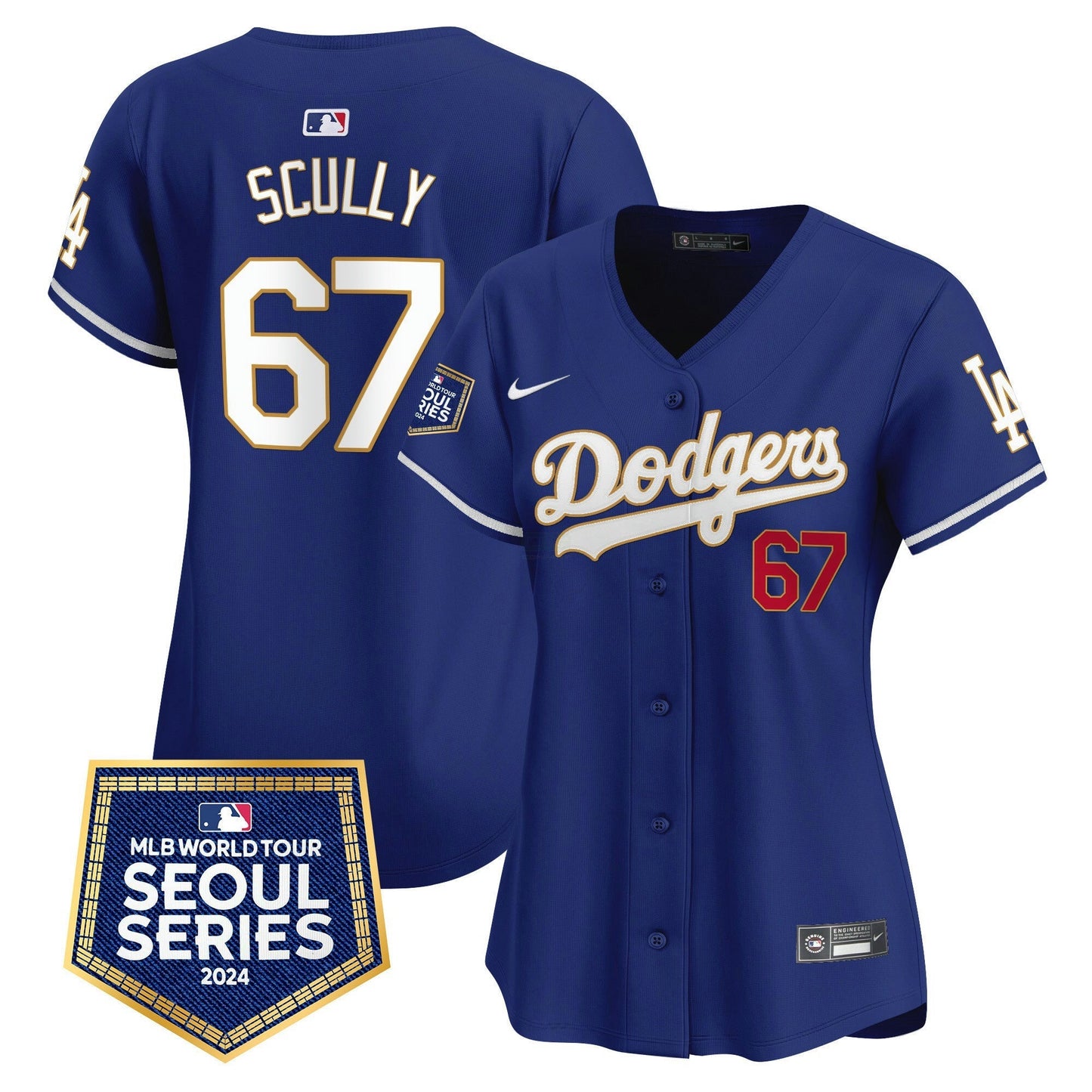 Camisa MLB Los Angeles Dodgers Women’s 2024 World Tour Seoul Series Patch Vapor Premier Limited Jersey