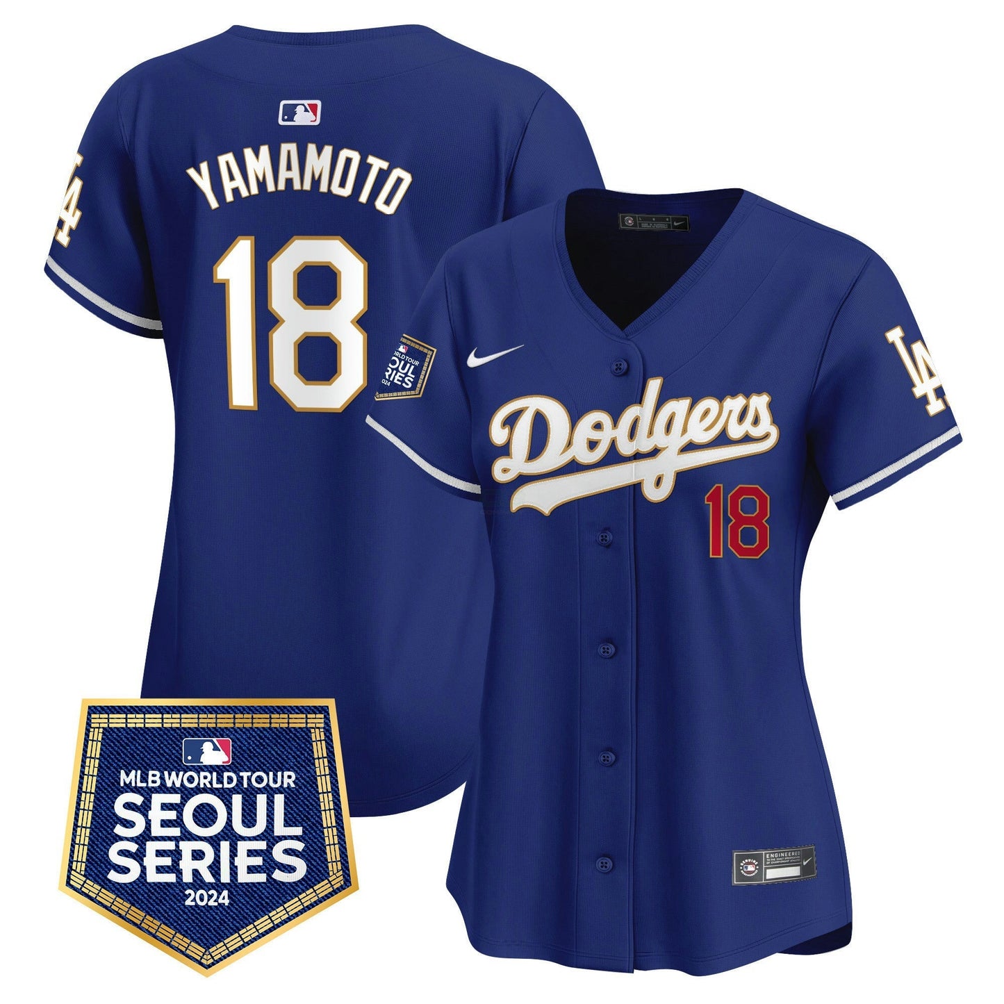 Camisa MLB Los Angeles Dodgers Women’s 2024 World Tour Seoul Series Patch Vapor Premier Limited Jersey