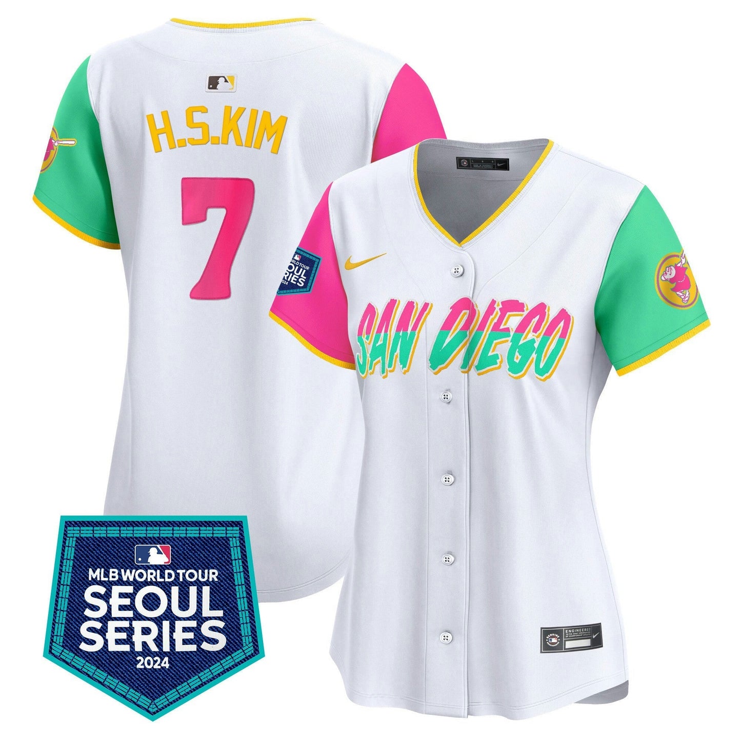Camisa MLB San Diego Padres Women’s 2024 World Tour Seoul Series Patch Vapor Premier Limited Jersey