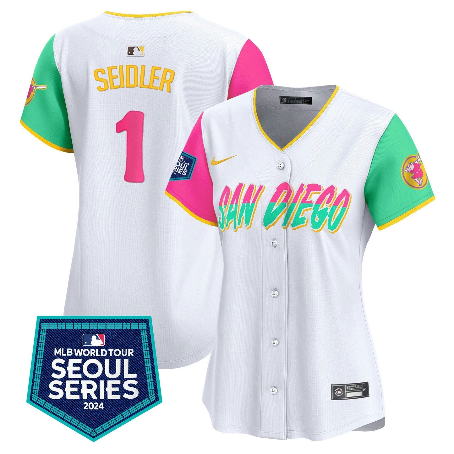 Camisa MLB San Diego Padres Women’s 2024 World Tour Seoul Series Patch Vapor Premier Limited Jersey