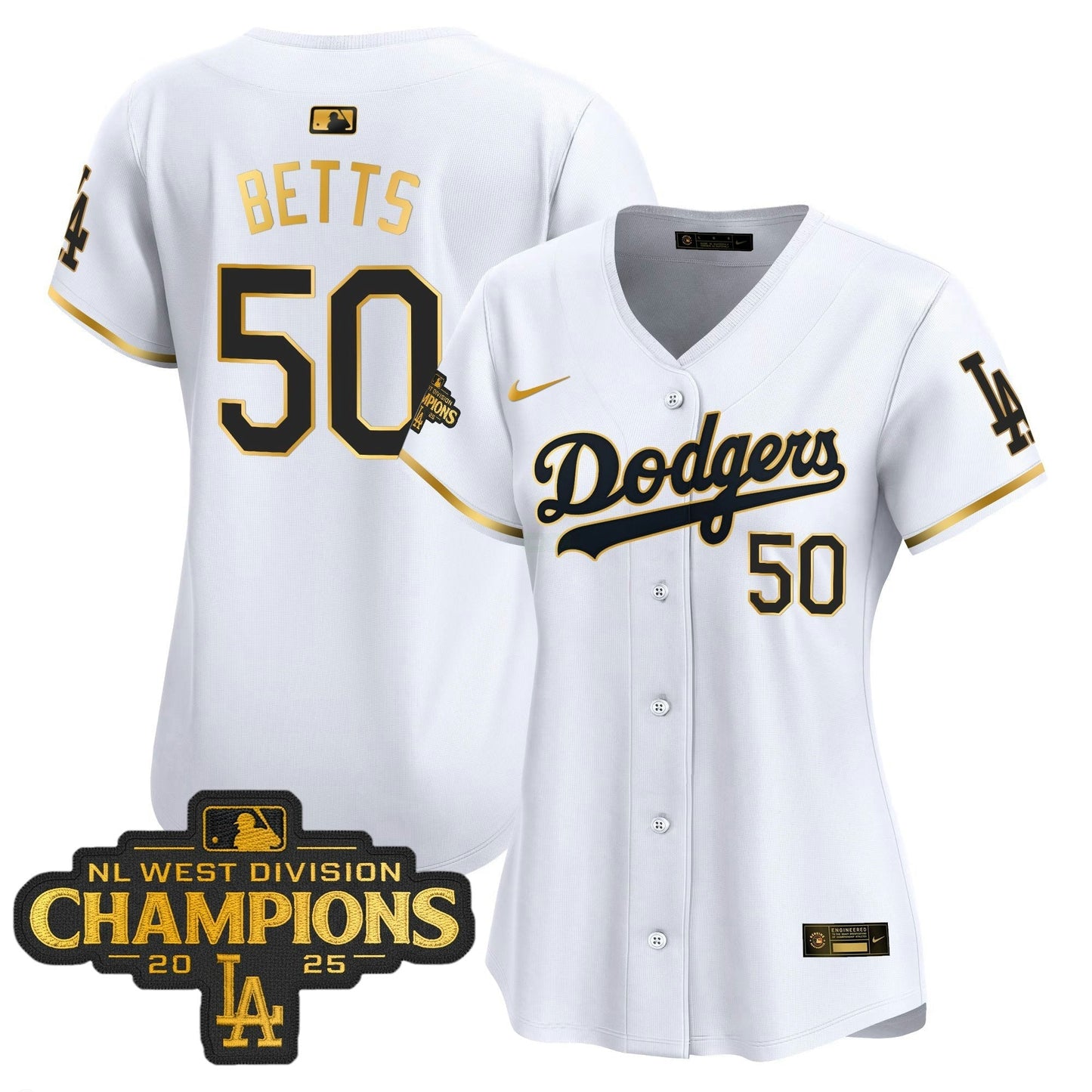 Camisa MLB Women’s 2025 NL West Division Champions Patch Dourada Trim Vapor Premier Limited Jersey