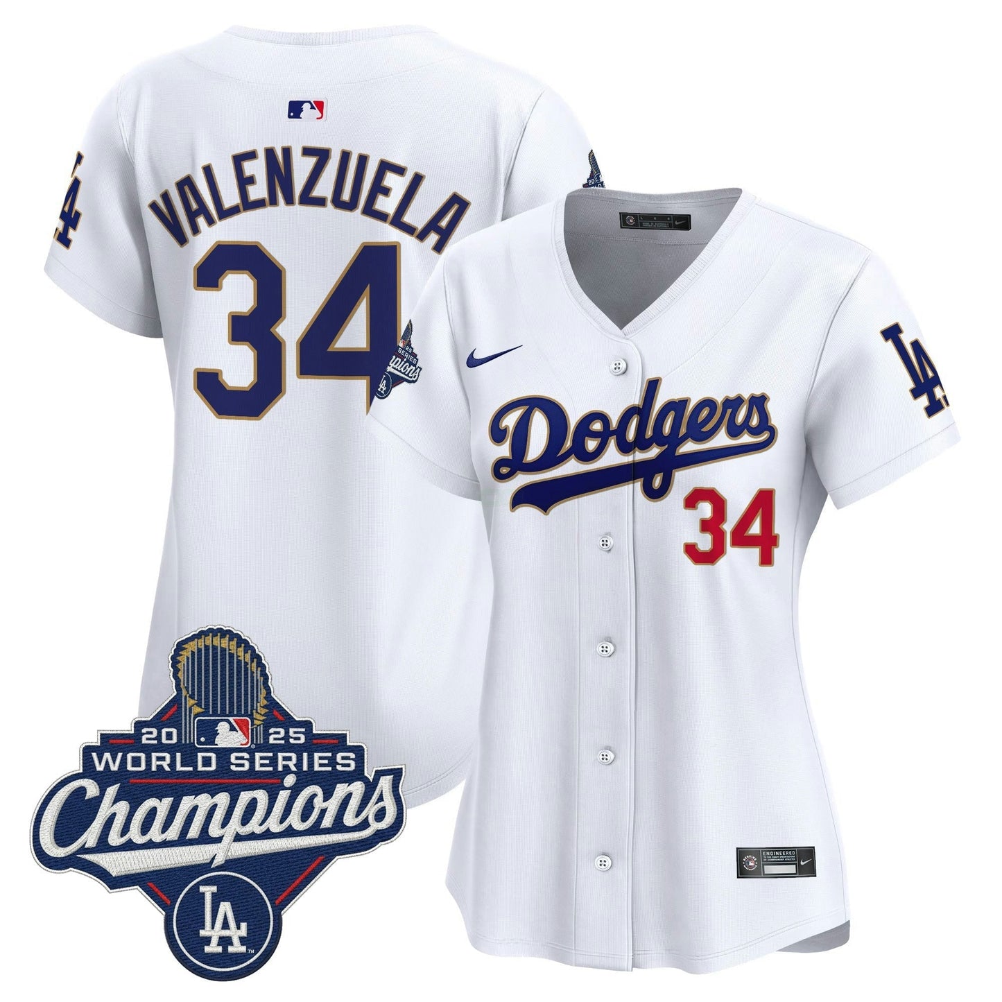 Camisa MLB Women’s 2025 World Series Champions Patch Dourada Trim Vapor Premier Limited Jersey