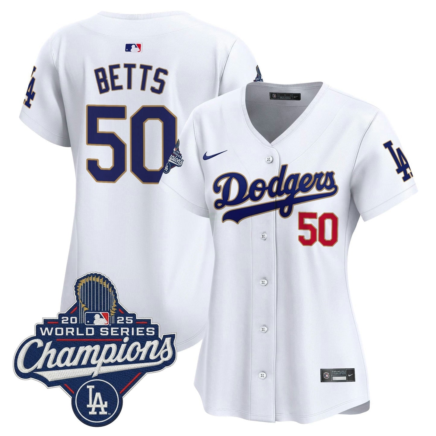 Camisa MLB Women’s 2025 World Series Champions Patch Dourada Trim Vapor Premier Limited Jersey