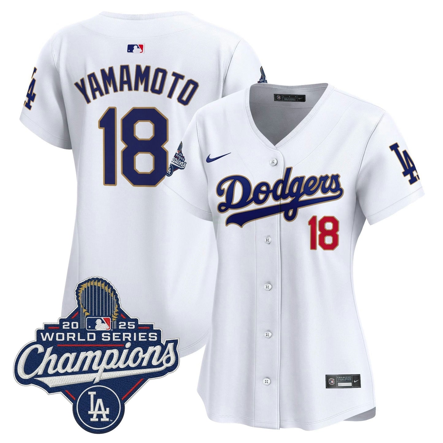 Camisa MLB Women’s 2025 World Series Champions Patch Dourada Trim Vapor Premier Limited Jersey