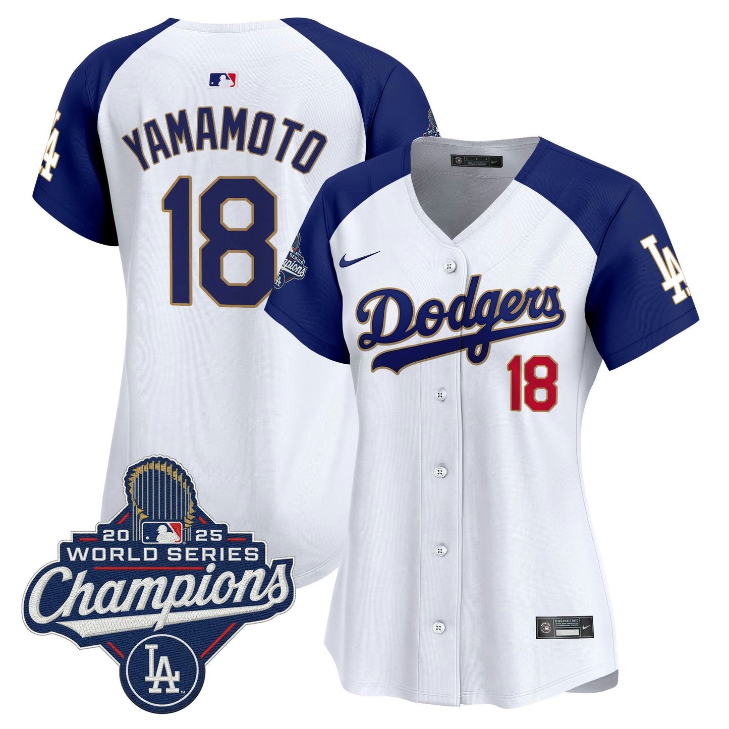 Camisa MLB Women’s 2025 World Series Champions Patch Dourada Trim Vapor Premier Limited Jersey