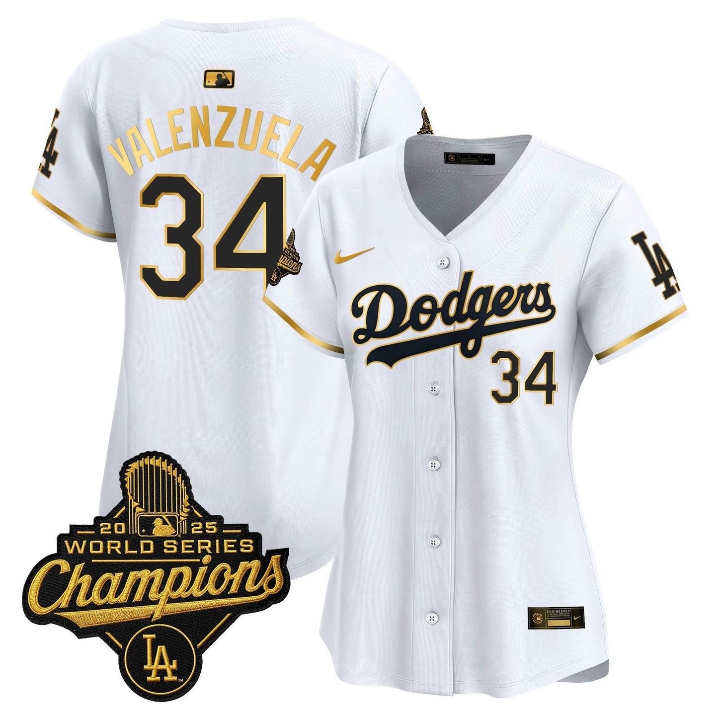 Camisa MLB Women’s 2025 World Series Champions Patch Dourada Trim Vapor Premier Limited Jersey