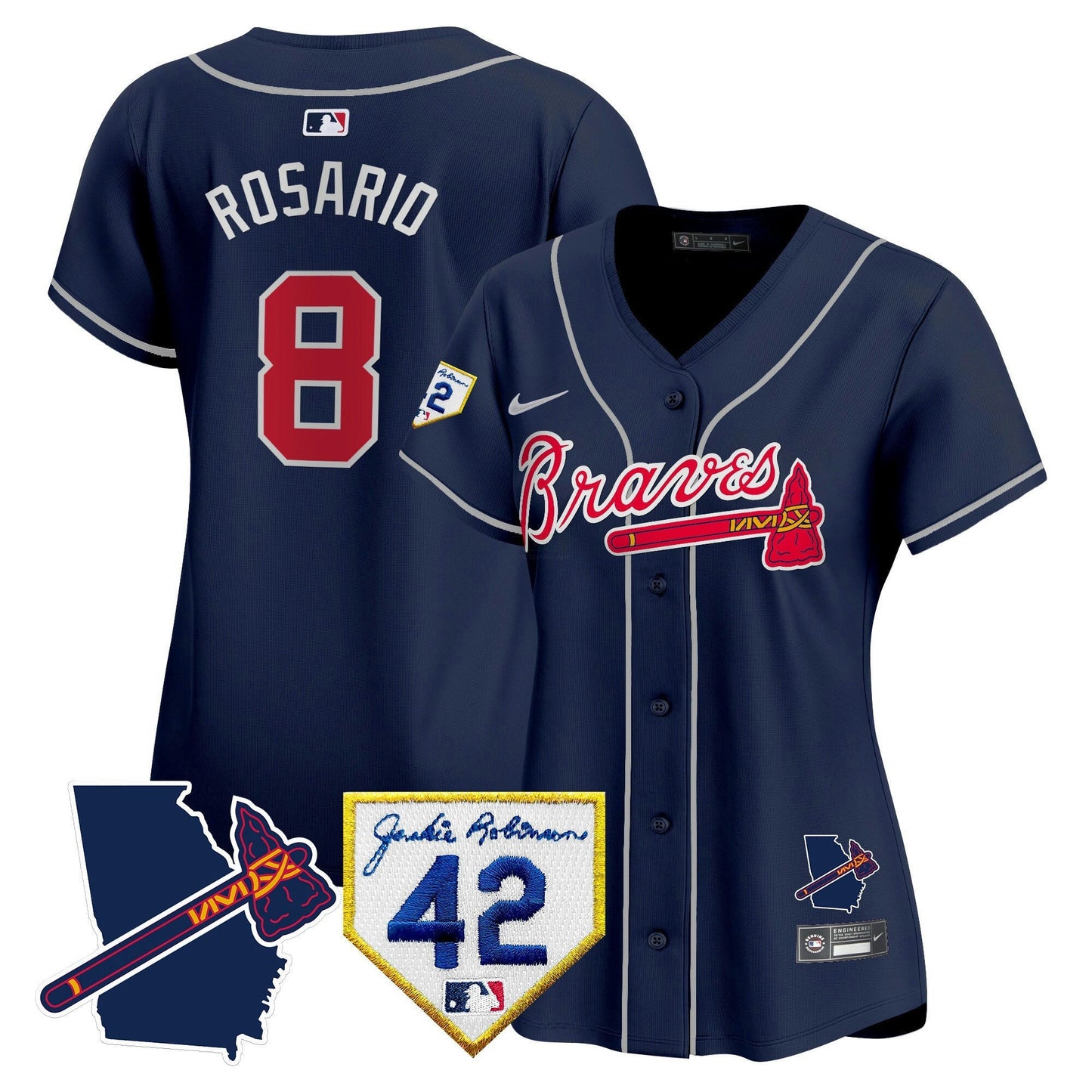 Camisa MLB Women’s Atlanta 2024 Robinson & Georgia Patch Vapor Premier Limited Jersey