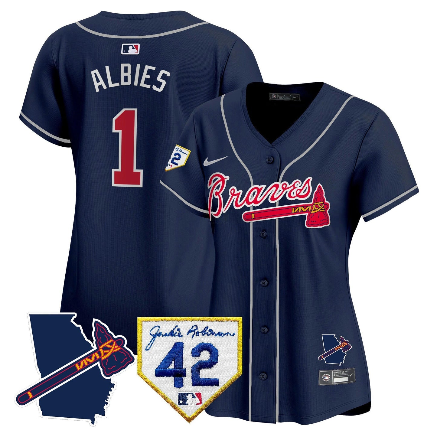 Camisa MLB Women’s Atlanta 2024 Robinson & Georgia Patch Vapor Premier Limited Jersey