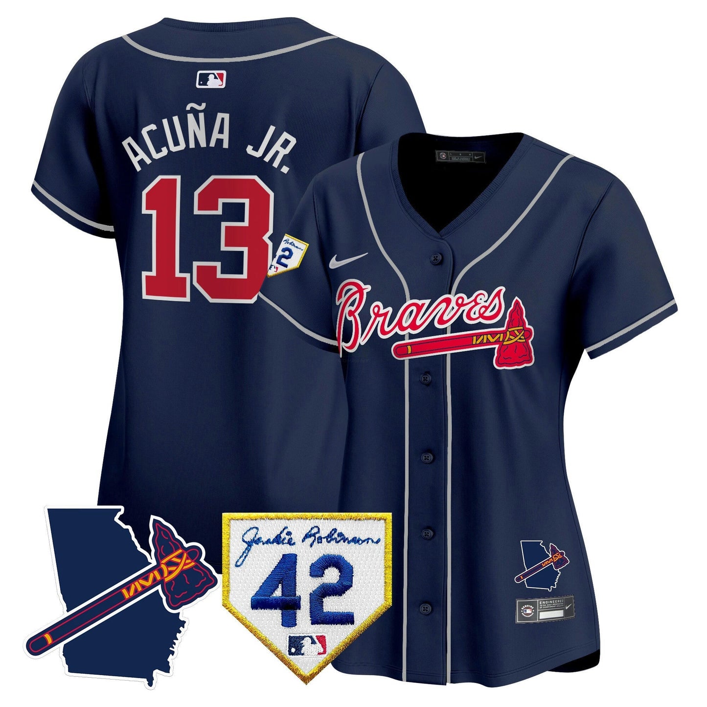 Camisa MLB Women’s Atlanta 2024 Robinson & Georgia Patch Vapor Premier Limited Jersey