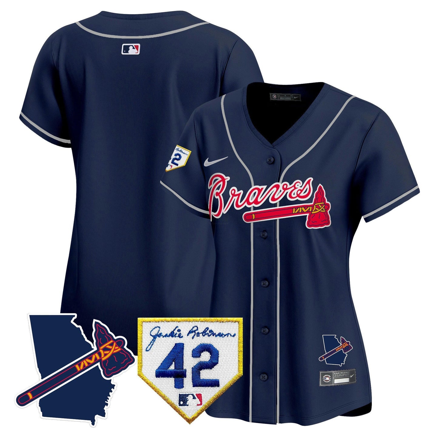 Camisa MLB Women’s Atlanta 2024 Robinson & Georgia Patch Vapor Premier Limited Jersey