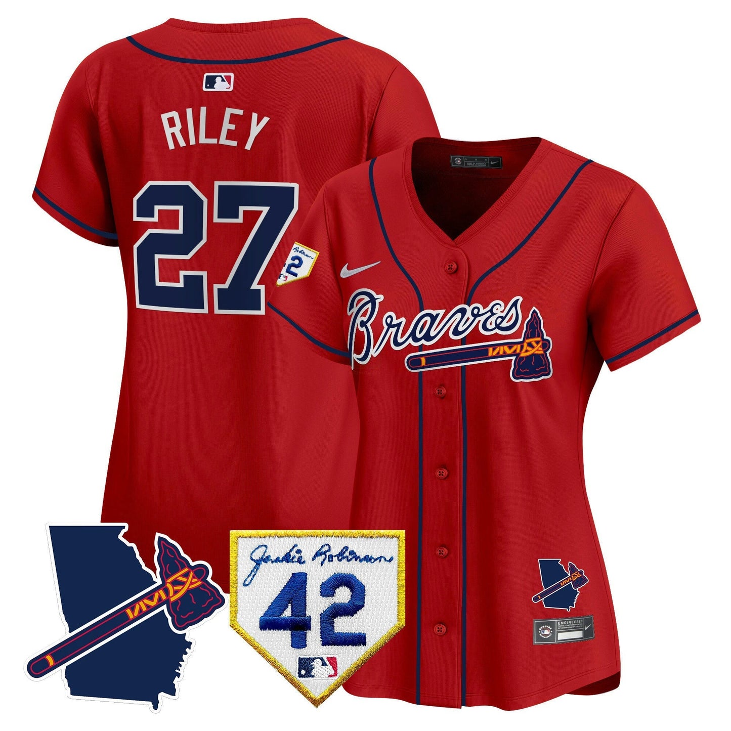 Camisa MLB Women’s Atlanta 2024 Robinson & Georgia Patch Vapor Premier Limited Jersey
