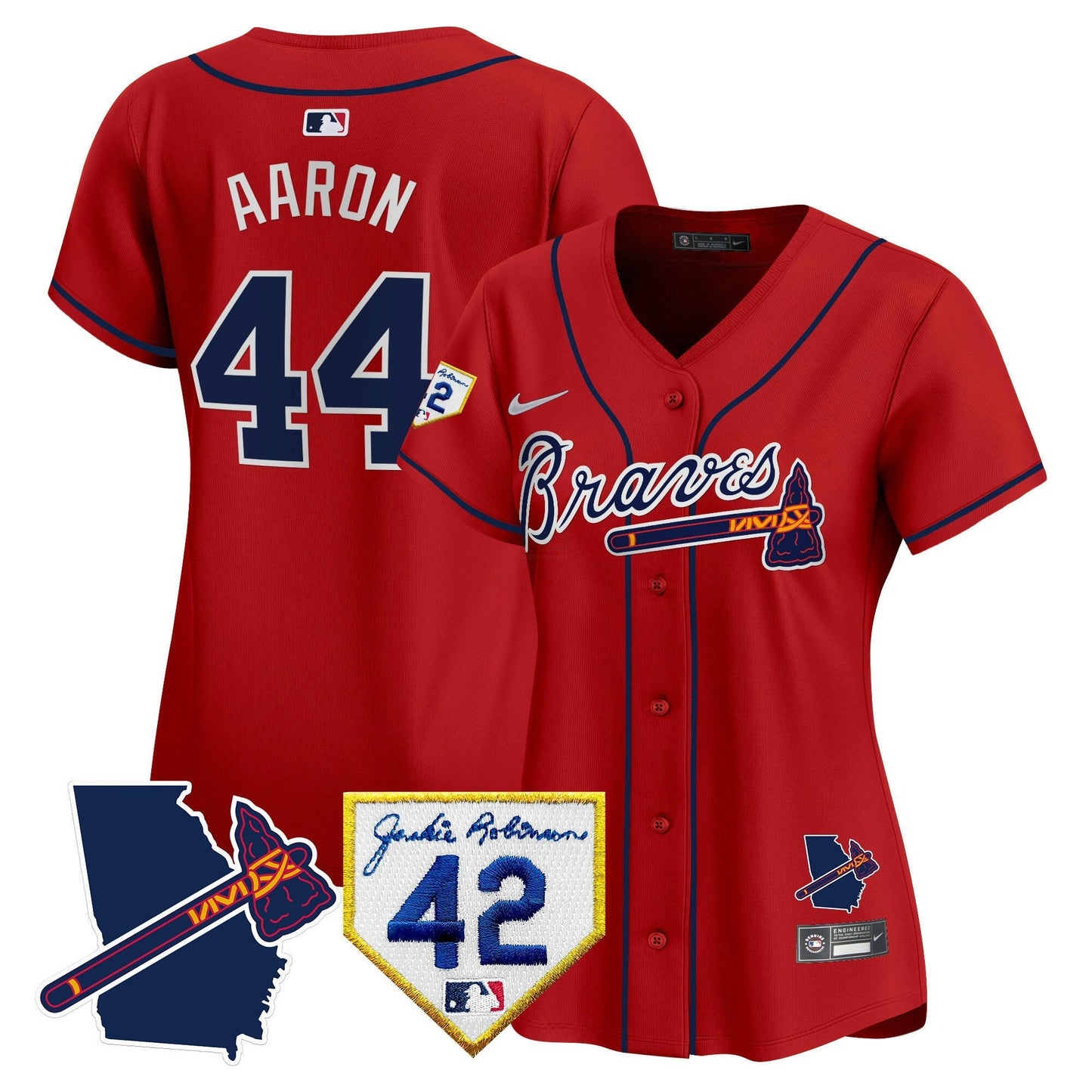 Camisa MLB Women’s Atlanta 2024 Robinson & Georgia Patch Vapor Premier Limited Jersey