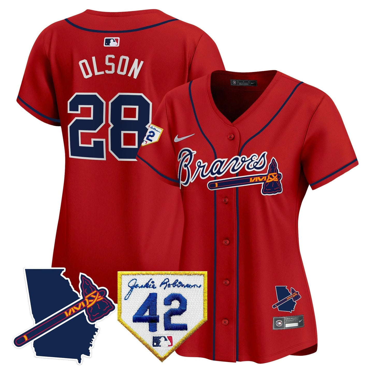 Camisa MLB Women’s Atlanta 2024 Robinson & Georgia Patch Vapor Premier Limited Jersey