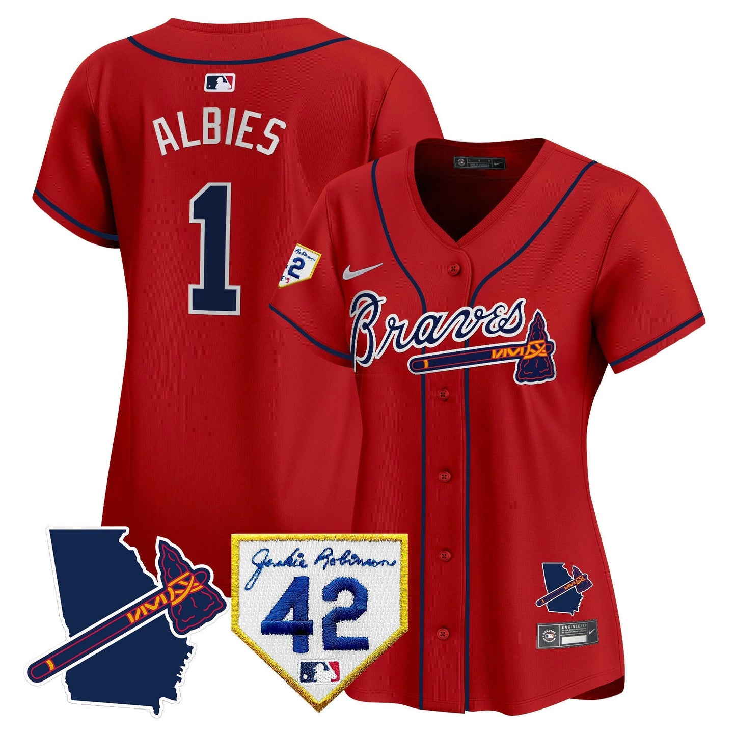 Camisa MLB Women’s Atlanta 2024 Robinson & Georgia Patch Vapor Premier Limited Jersey