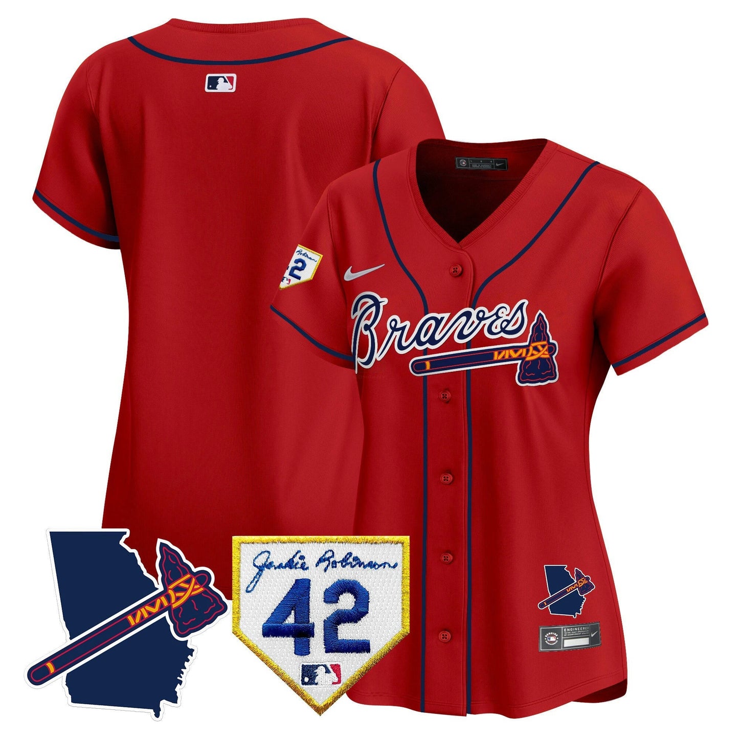 Camisa MLB Women’s Atlanta 2024 Robinson & Georgia Patch Vapor Premier Limited Jersey
