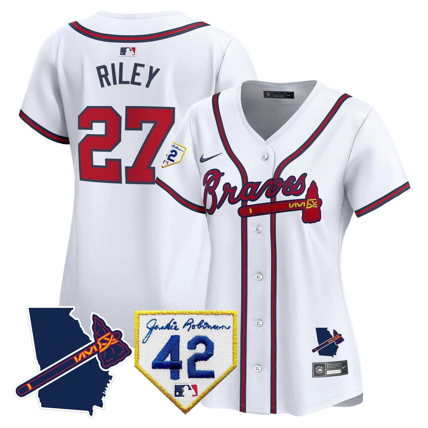 Camisa MLB Women’s Atlanta 2024 Robinson & Georgia Patch Vapor Premier Limited Jersey