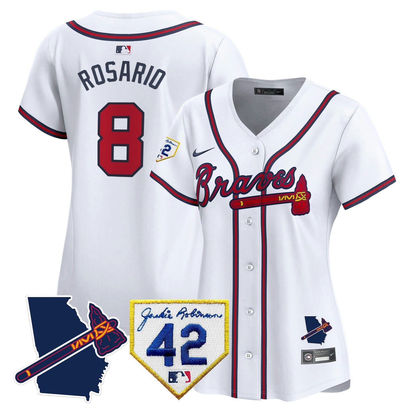 Camisa MLB Women’s Atlanta 2024 Robinson & Georgia Patch Vapor Premier Limited Jersey