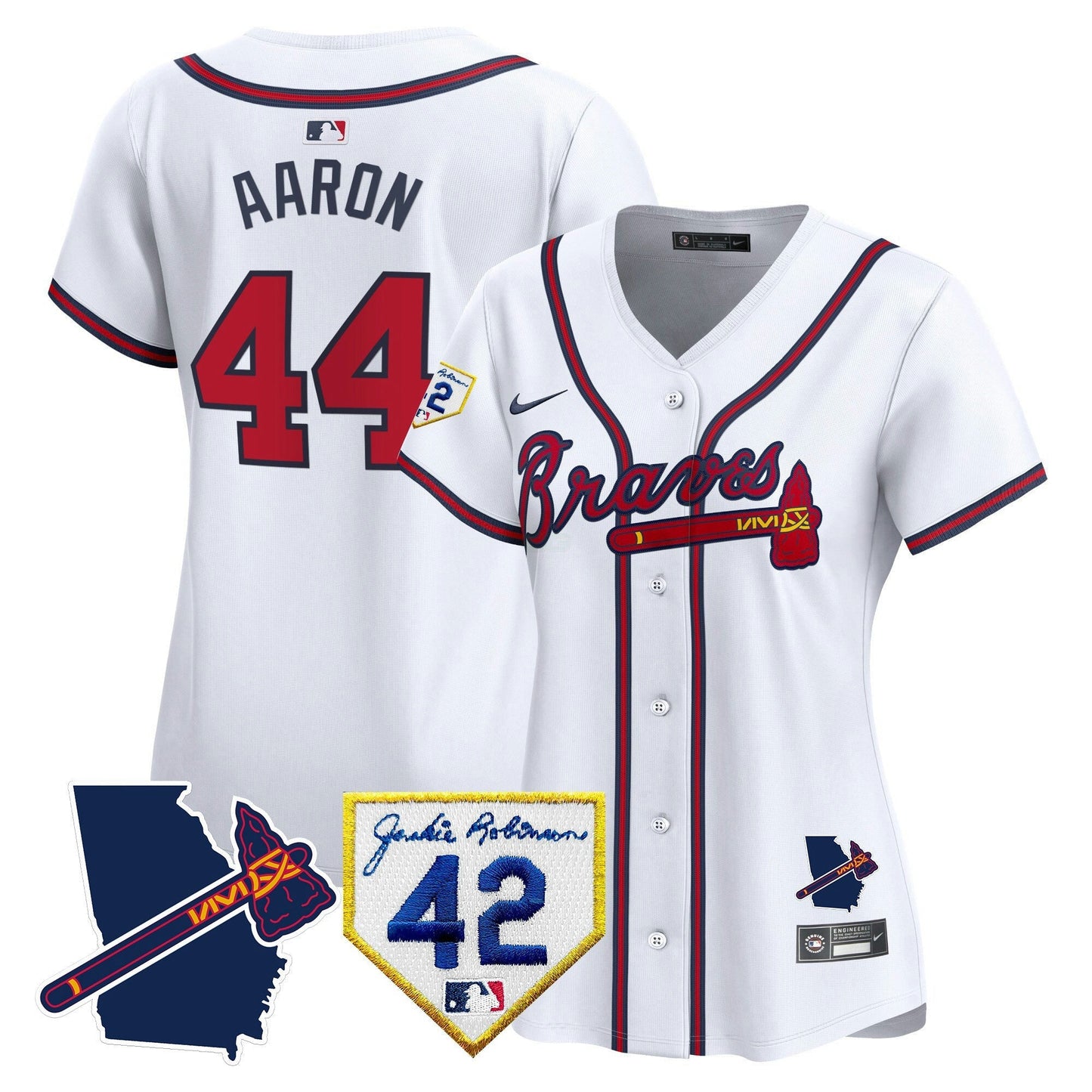 Camisa MLB Women’s Atlanta 2024 Robinson & Georgia Patch Vapor Premier Limited Jersey
