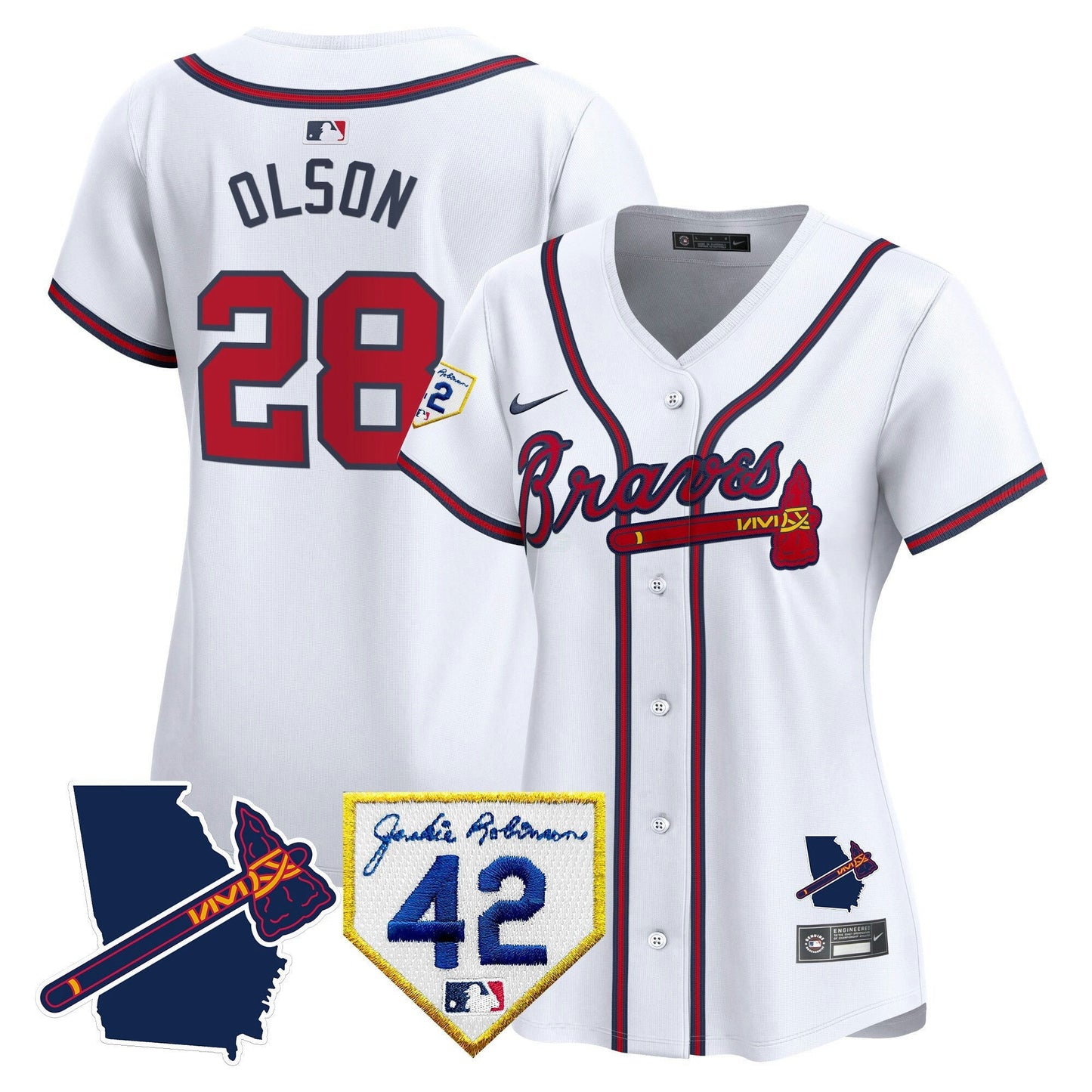 Camisa MLB Women’s Atlanta 2024 Robinson & Georgia Patch Vapor Premier Limited Jersey