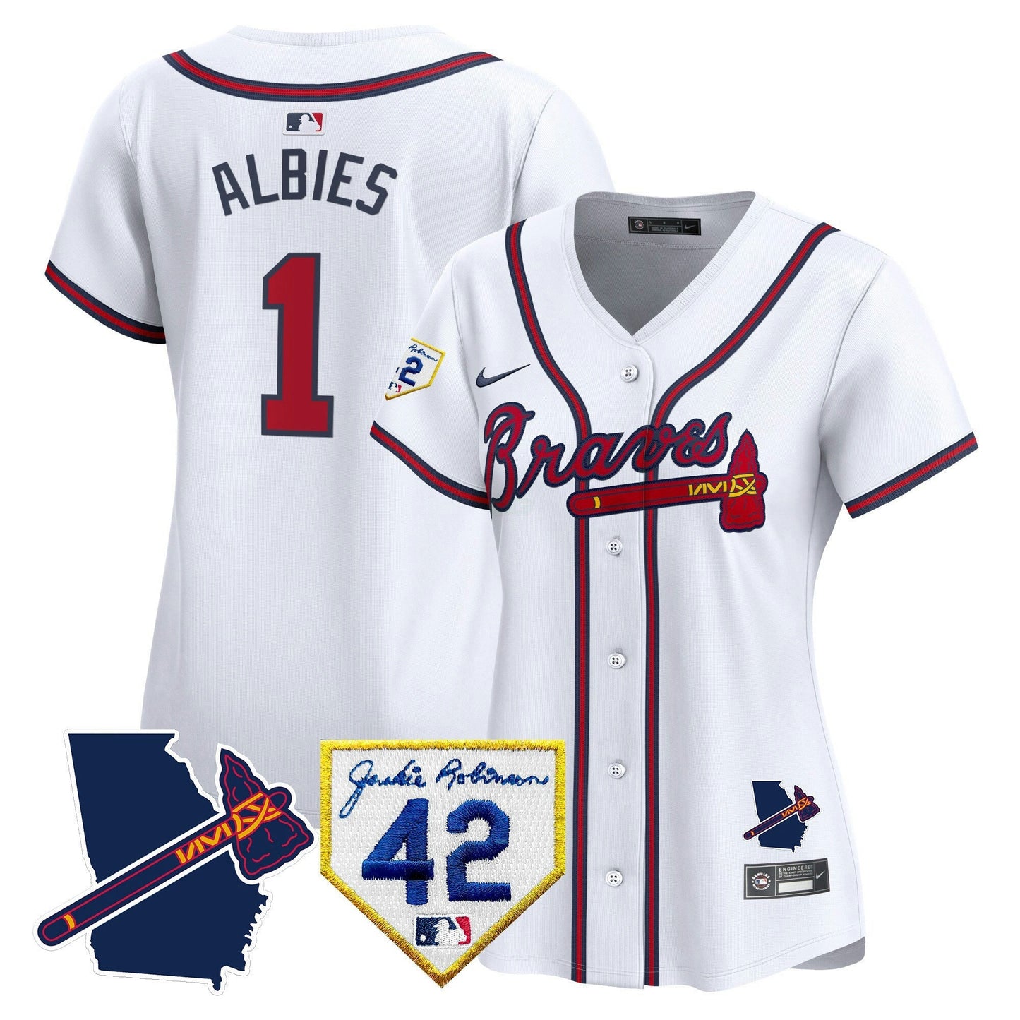 Camisa MLB Women’s Atlanta 2024 Robinson & Georgia Patch Vapor Premier Limited Jersey